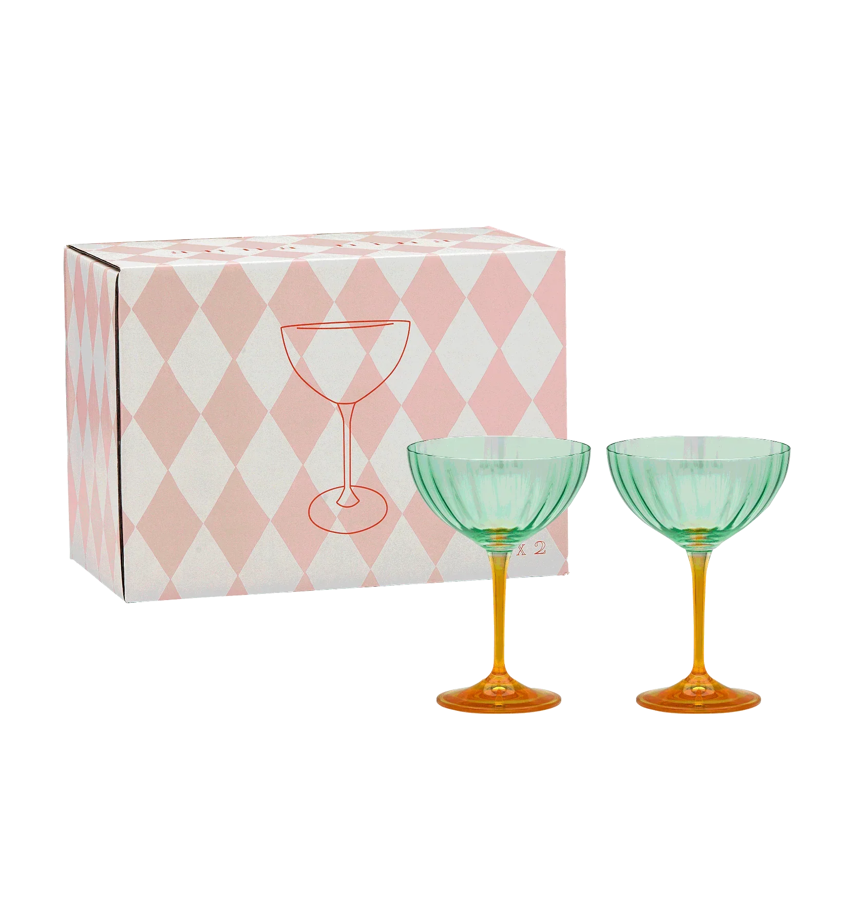 Anna + Nina - Jazzy Arancia Optic Champagne Glass Set of 2 - Image 3