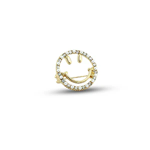 Broche smiley goud met parels
