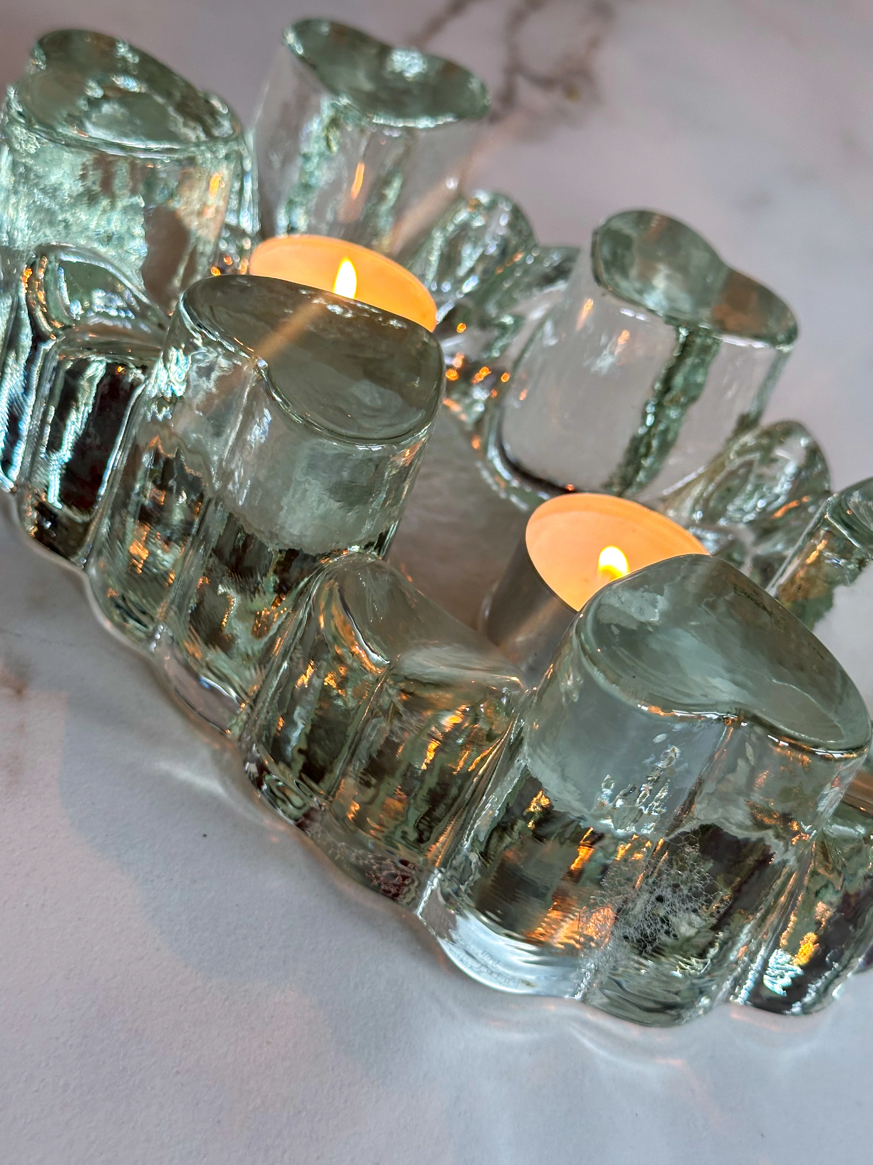 Brutalist XXL IJsglas Rechaud Harten – Georgshütte Jaren 70 (Dubbel) - Image 3