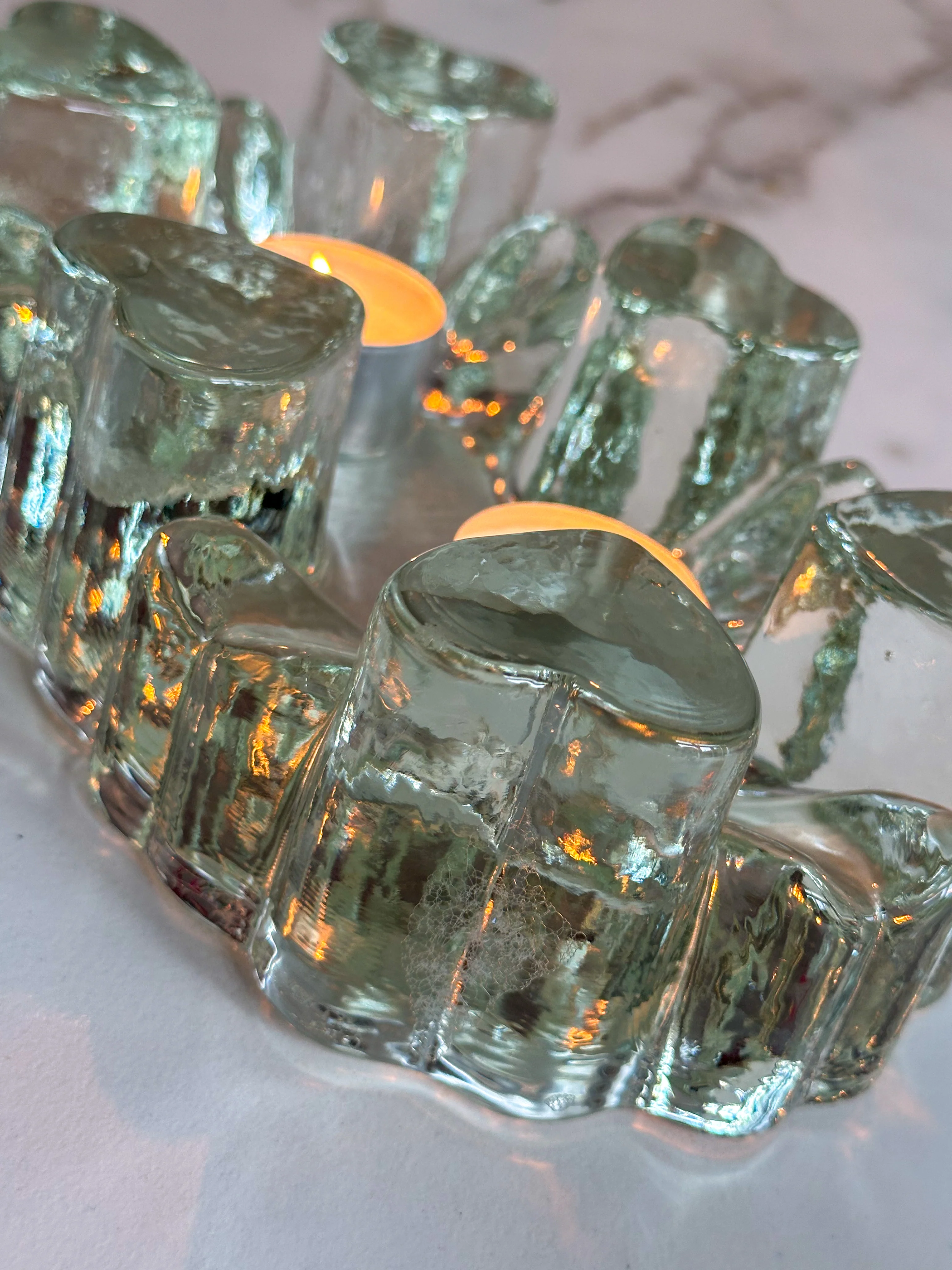 Brutalist XXL IJsglas Rechaud Harten – Georgshütte Jaren 70 (Dubbel) - Image 4