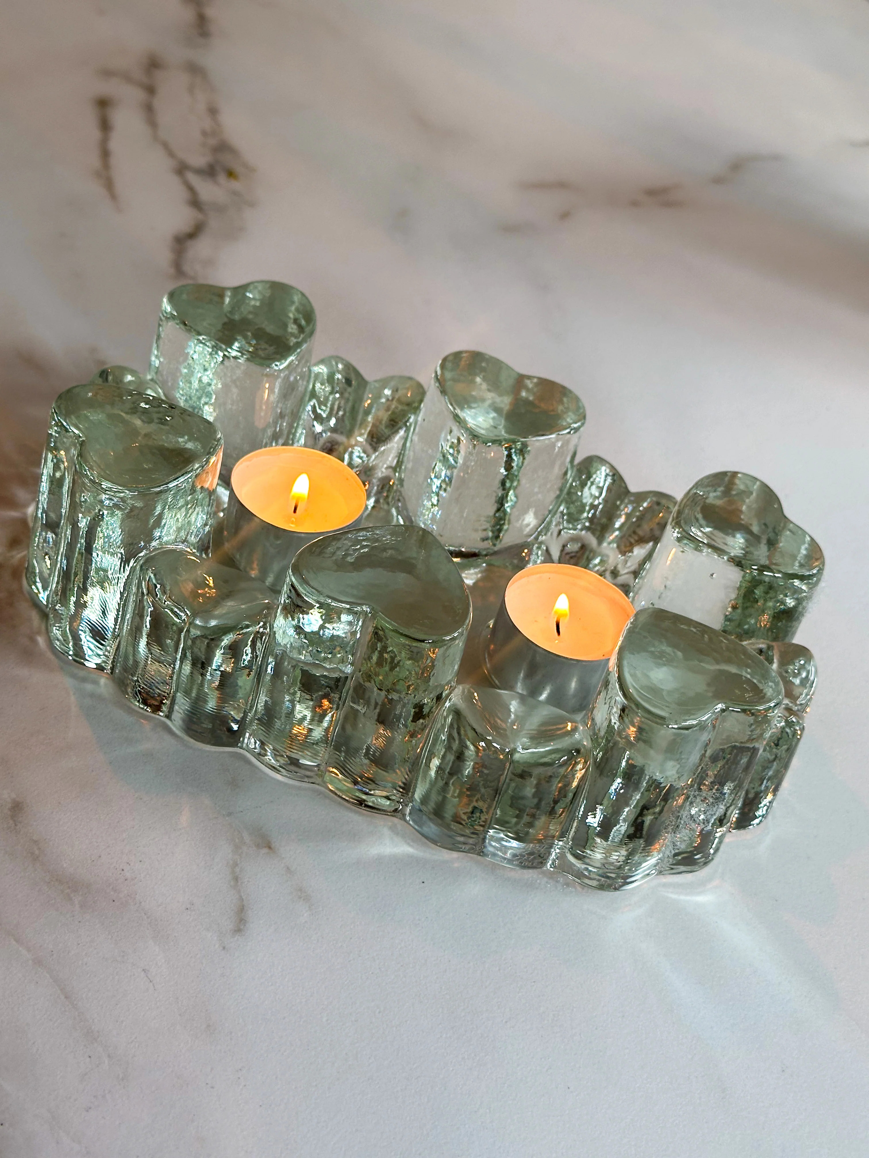 Brutalist XXL IJsglas Rechaud Harten – Georgshütte Jaren 70 (Dubbel) - Image 6