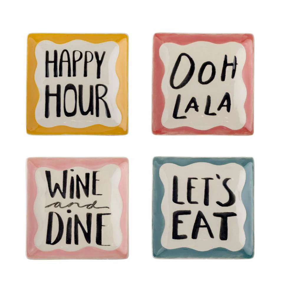 Handgeschilderd stoneware bord met tekst – mix & match