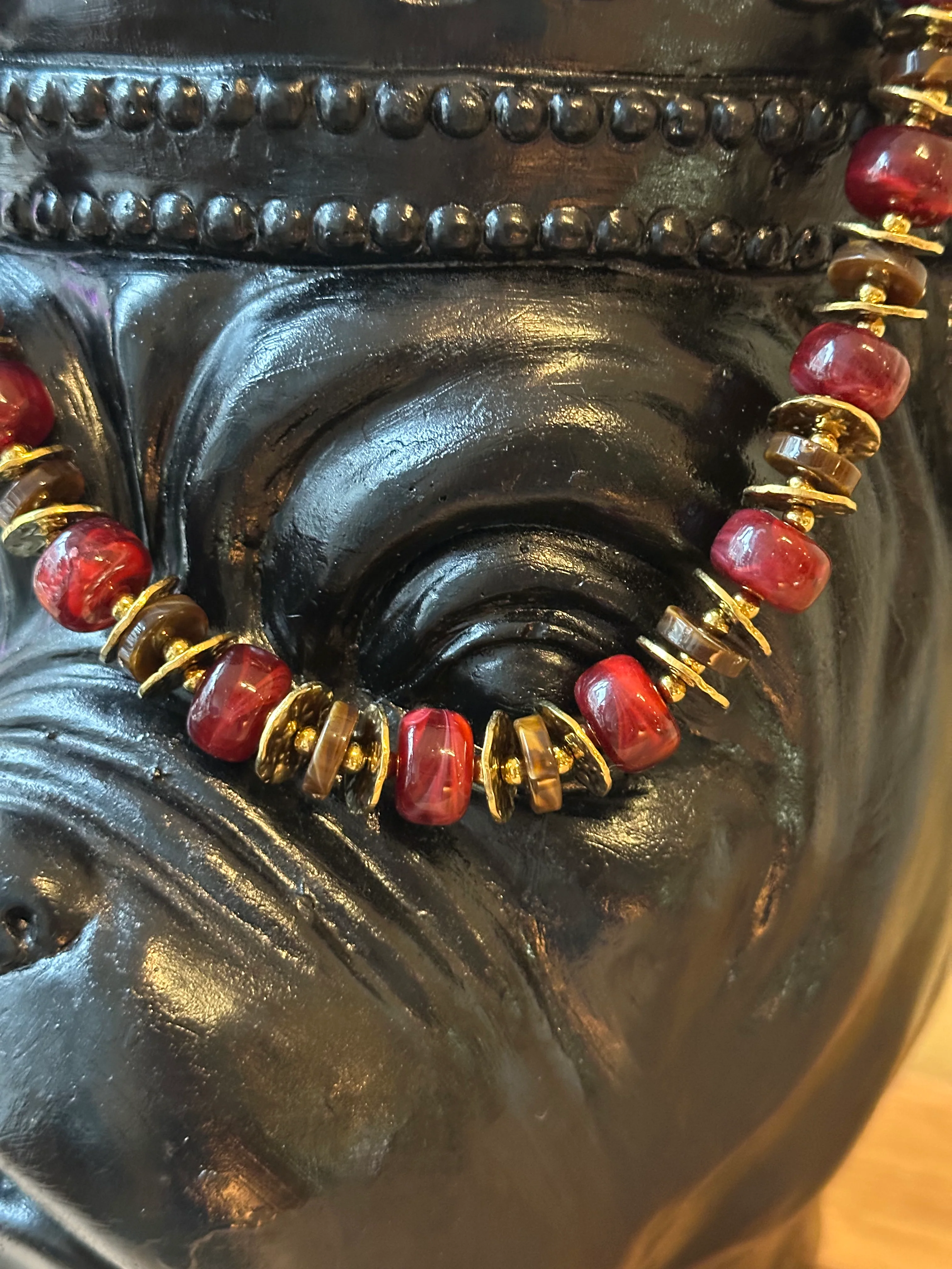 Ketting grote kralen bordeaux - Image 2