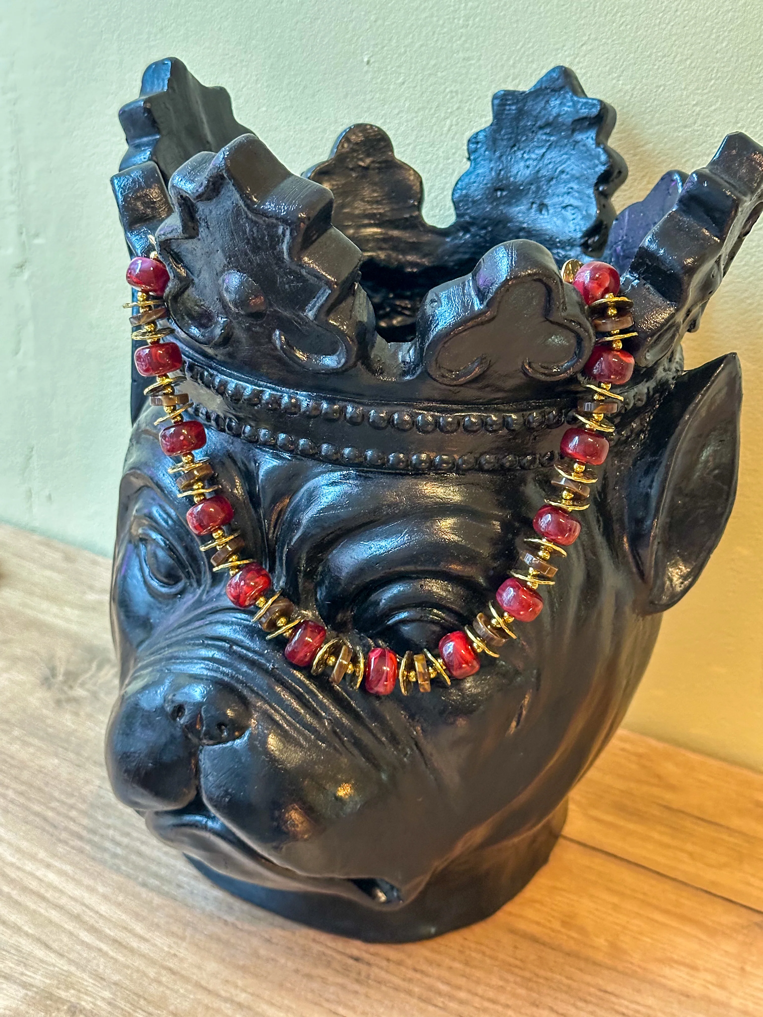 Ketting grote kralen bordeaux - Image 3