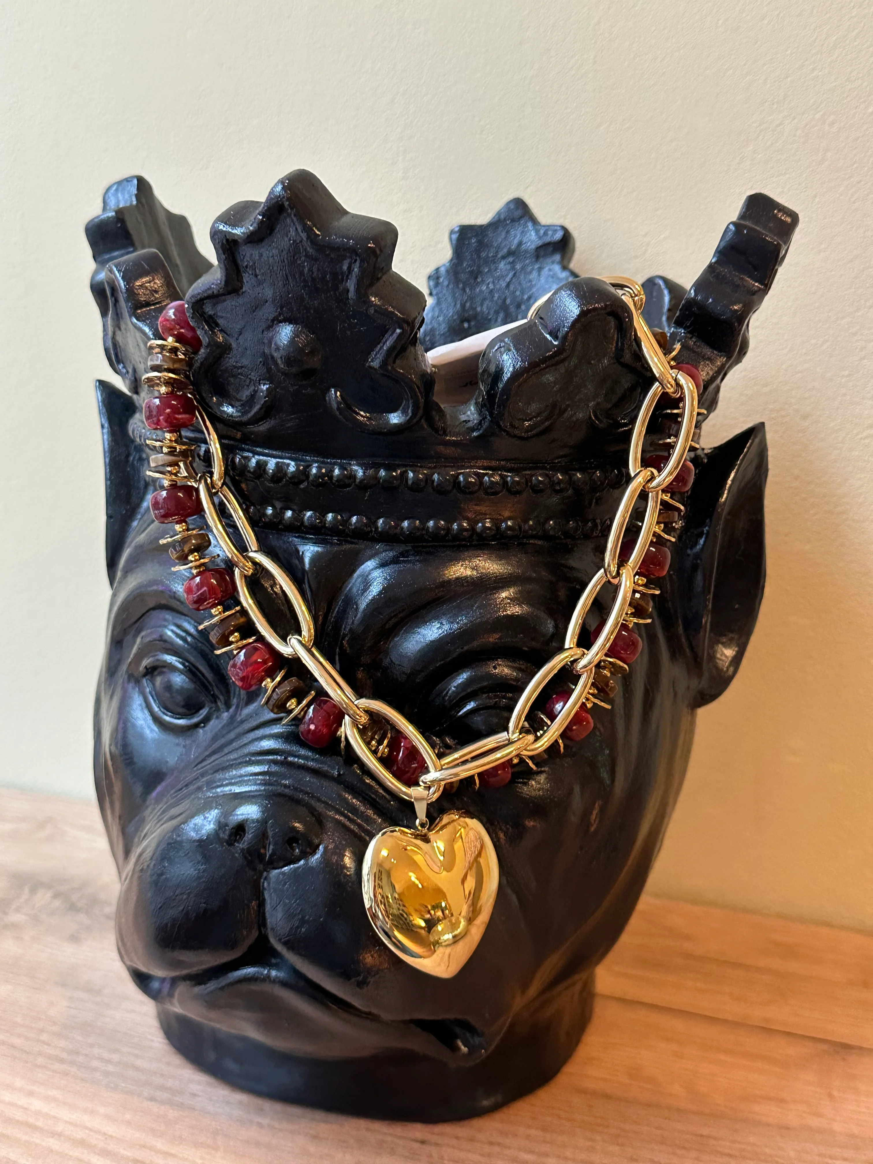 Ketting grote kralen bordeaux - Image 4