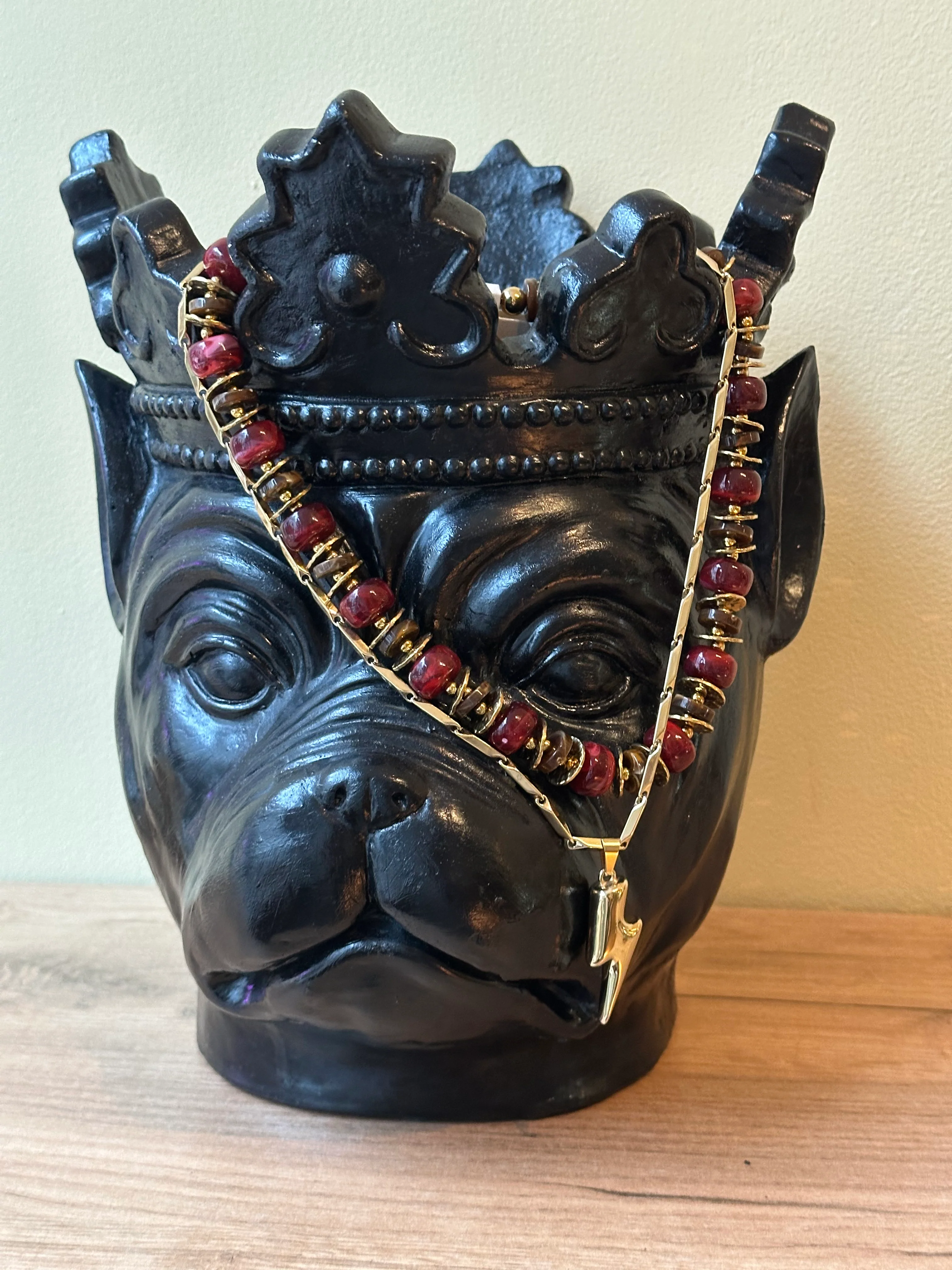Ketting grote kralen bordeaux - Image 5