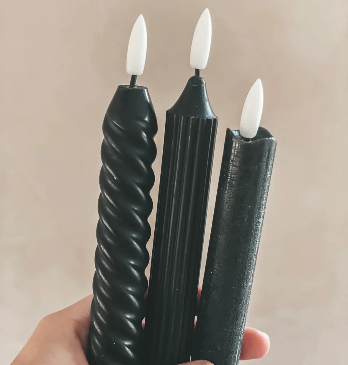 Korte LED kaarsen swirl zwart (2 stuks) - Image 5
