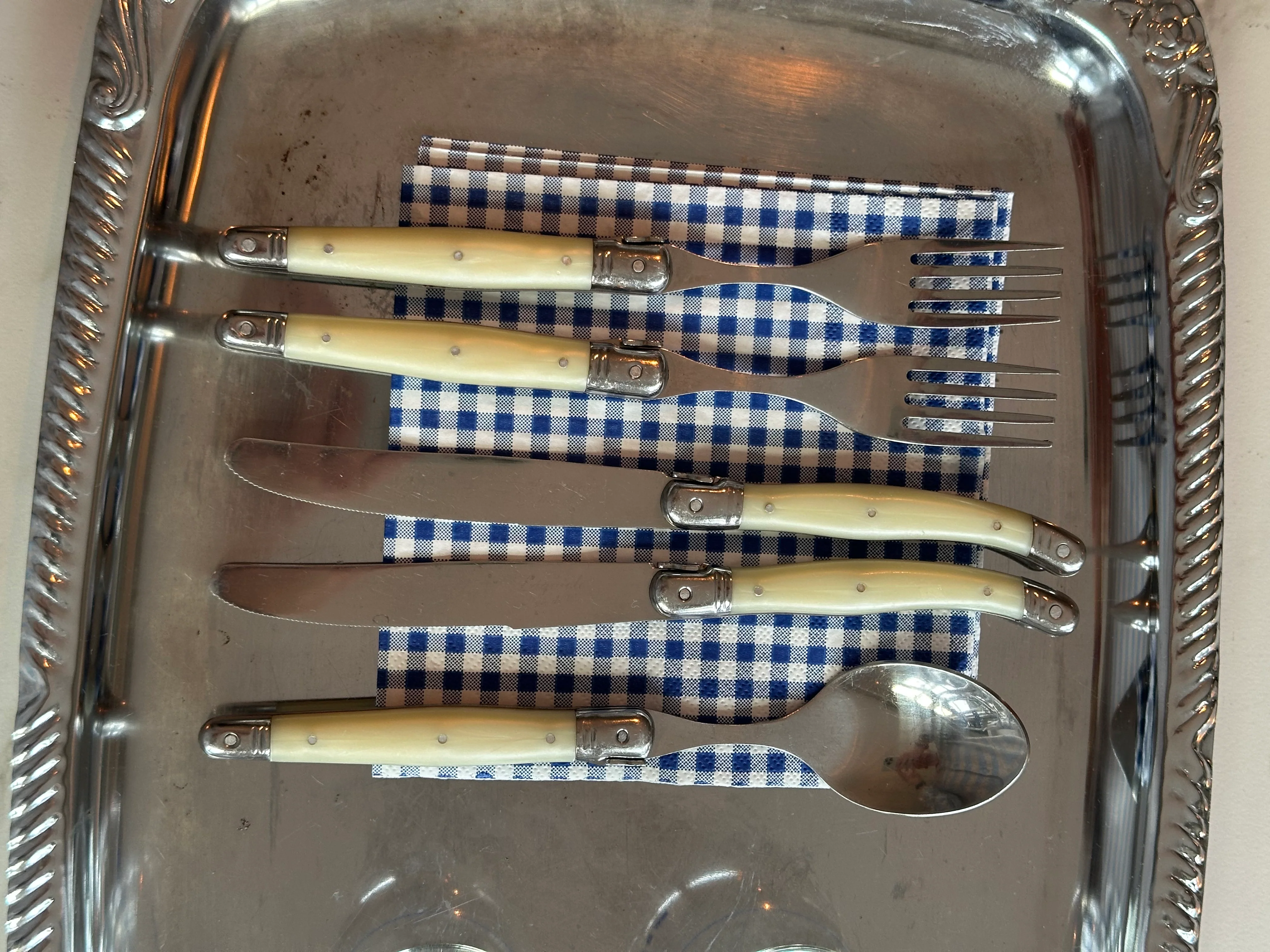Laguiole Style de Vie Premium Line bestek set parelmoer – 5-delig – Frans bistro bestek - Image 3
