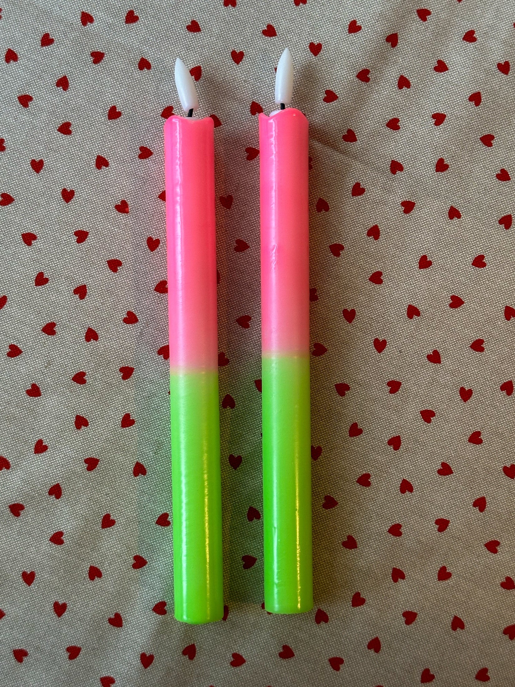 Led kaarsen dip dye roze groen (2 stuks) - Image 2