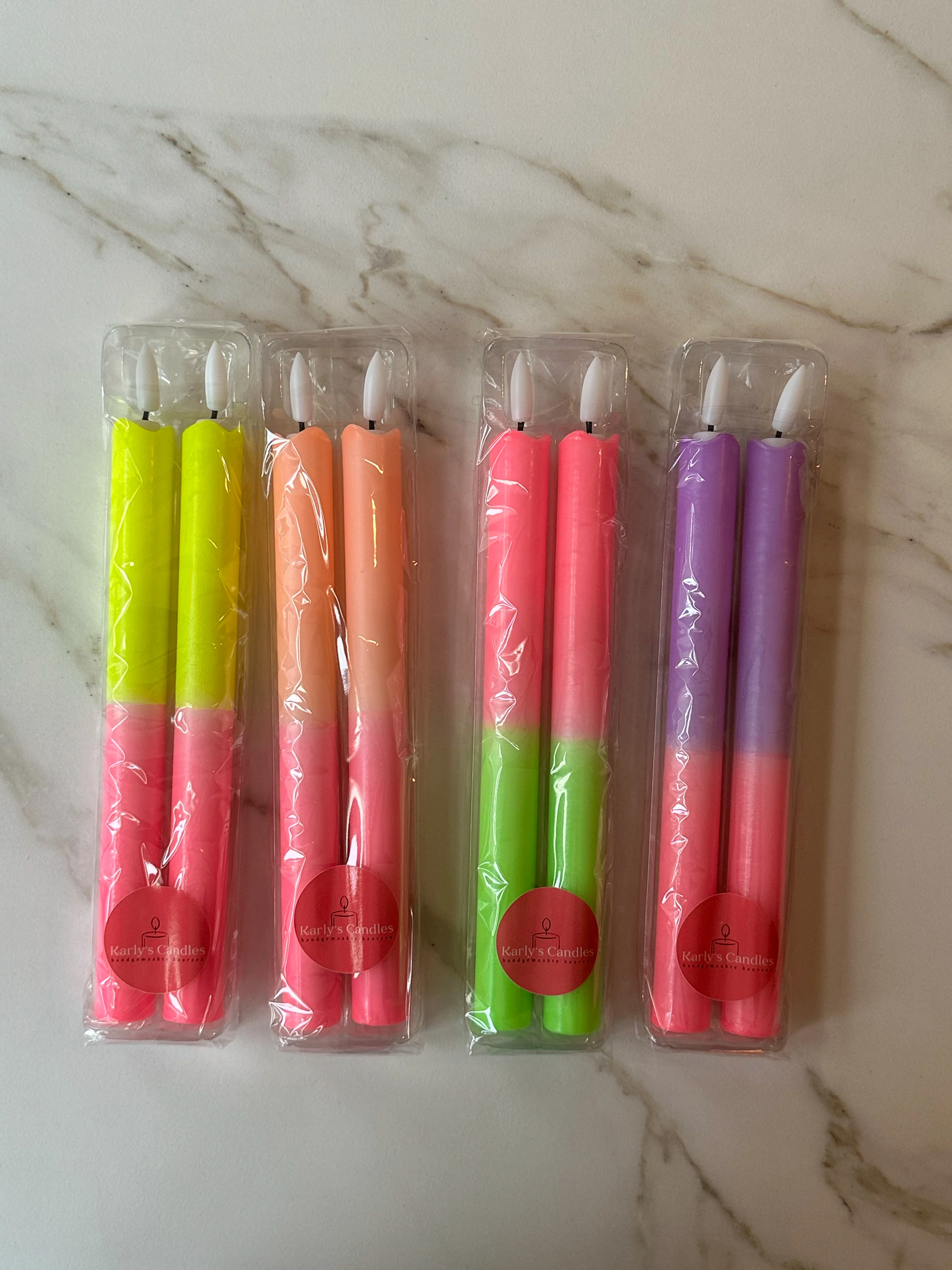 Led kaarsen dip dye roze groen (2 stuks) - Image 4