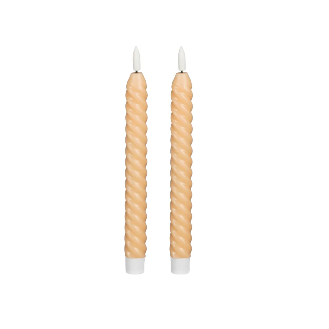 LED Kaarsen twist zalm crème