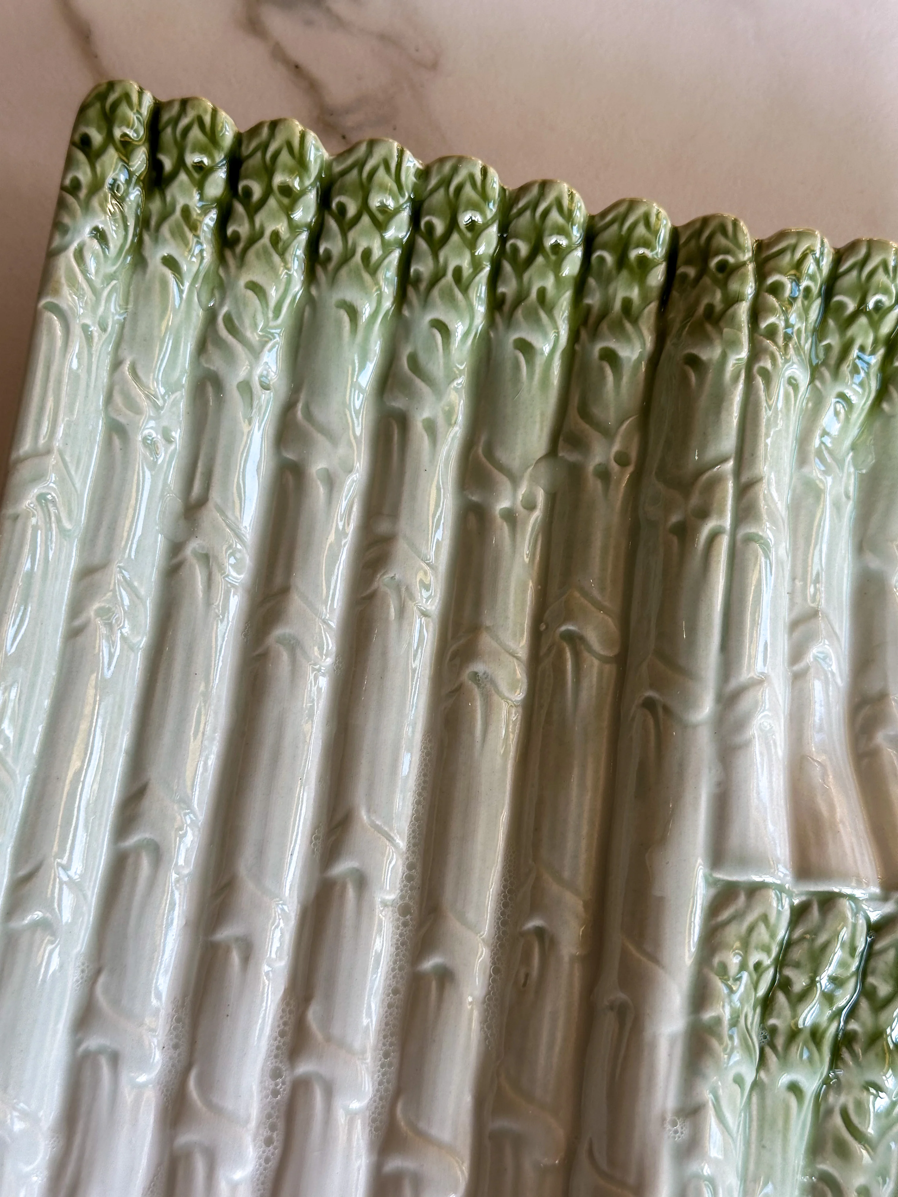 Vintage aspergebord keramiek – retro serveerschaal asperges - Image 2