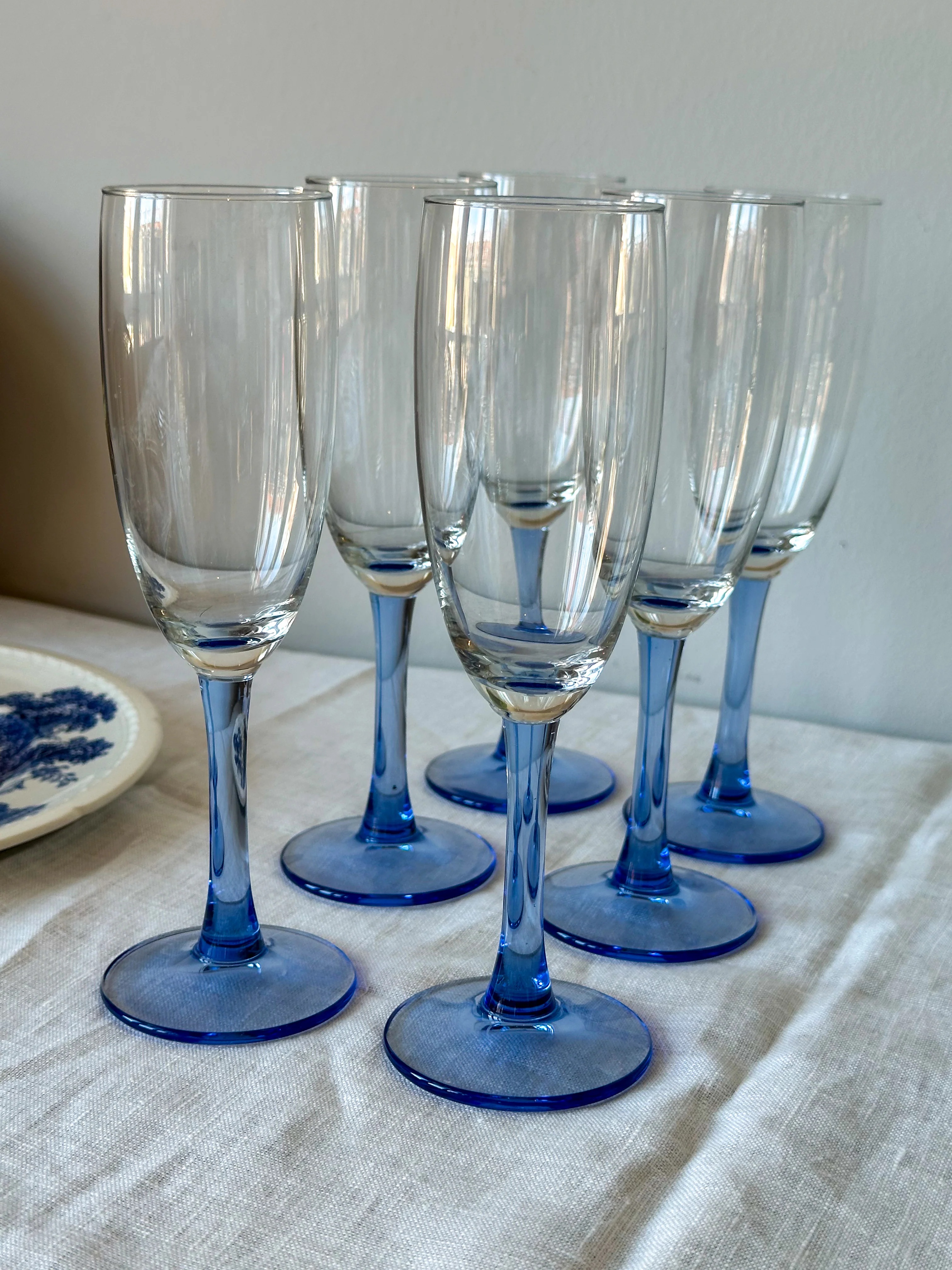 Vintage champagne glazen blauw (set van 6) - Image 4
