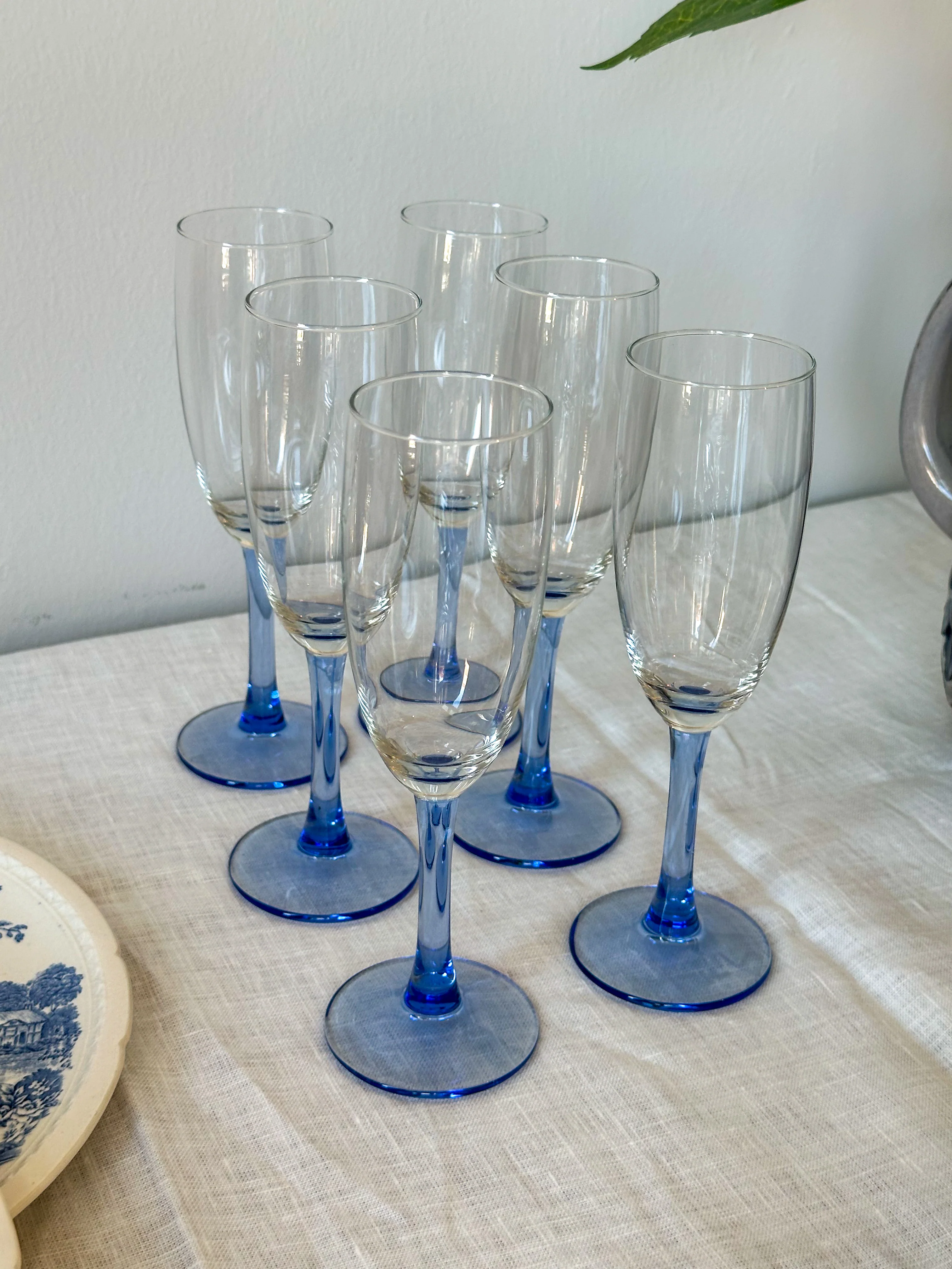 Vintage champagne glazen blauw (set van 6) - Image 5