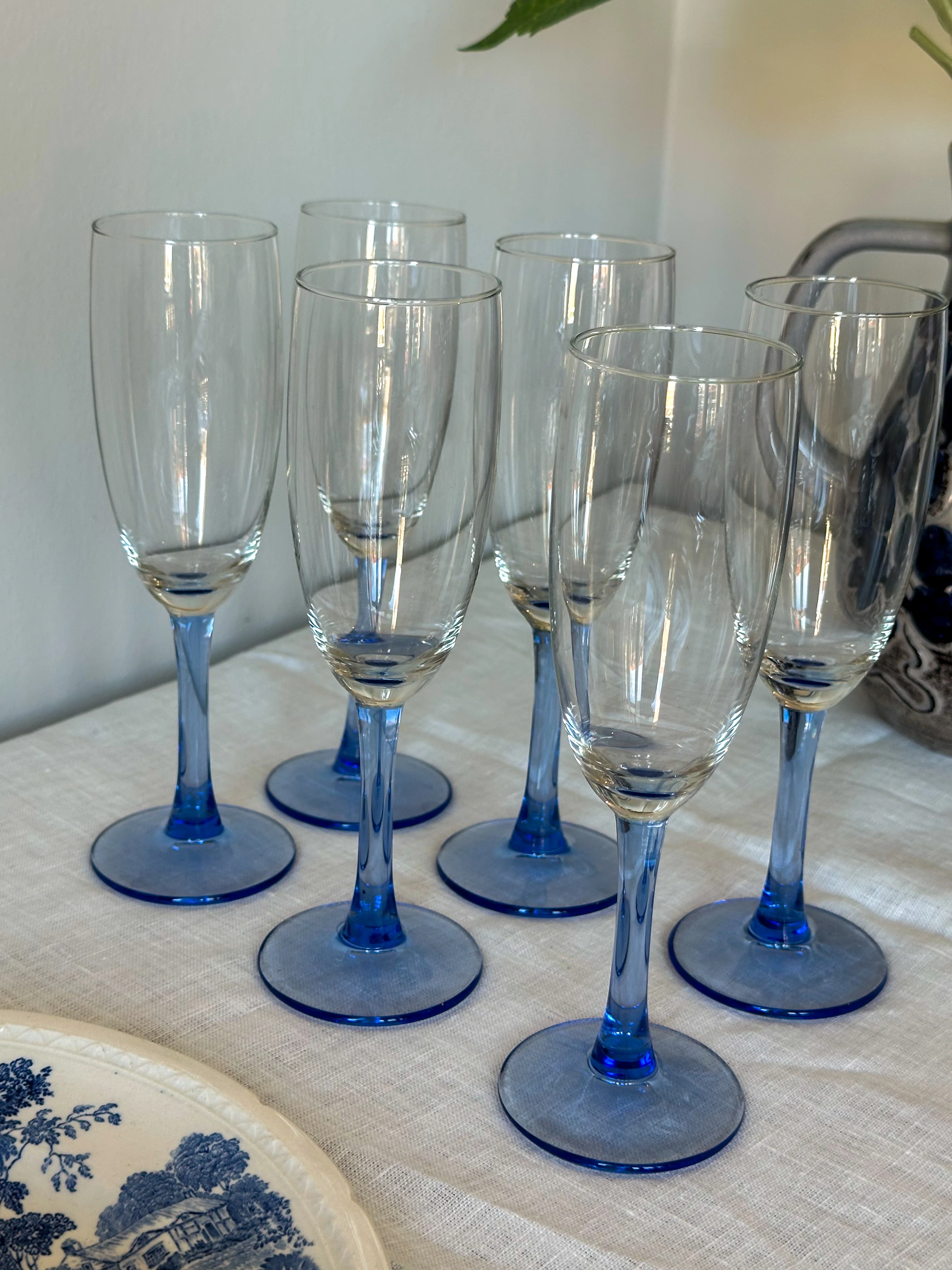 Vintage champagne glazen blauw (set van 6) - Image 6