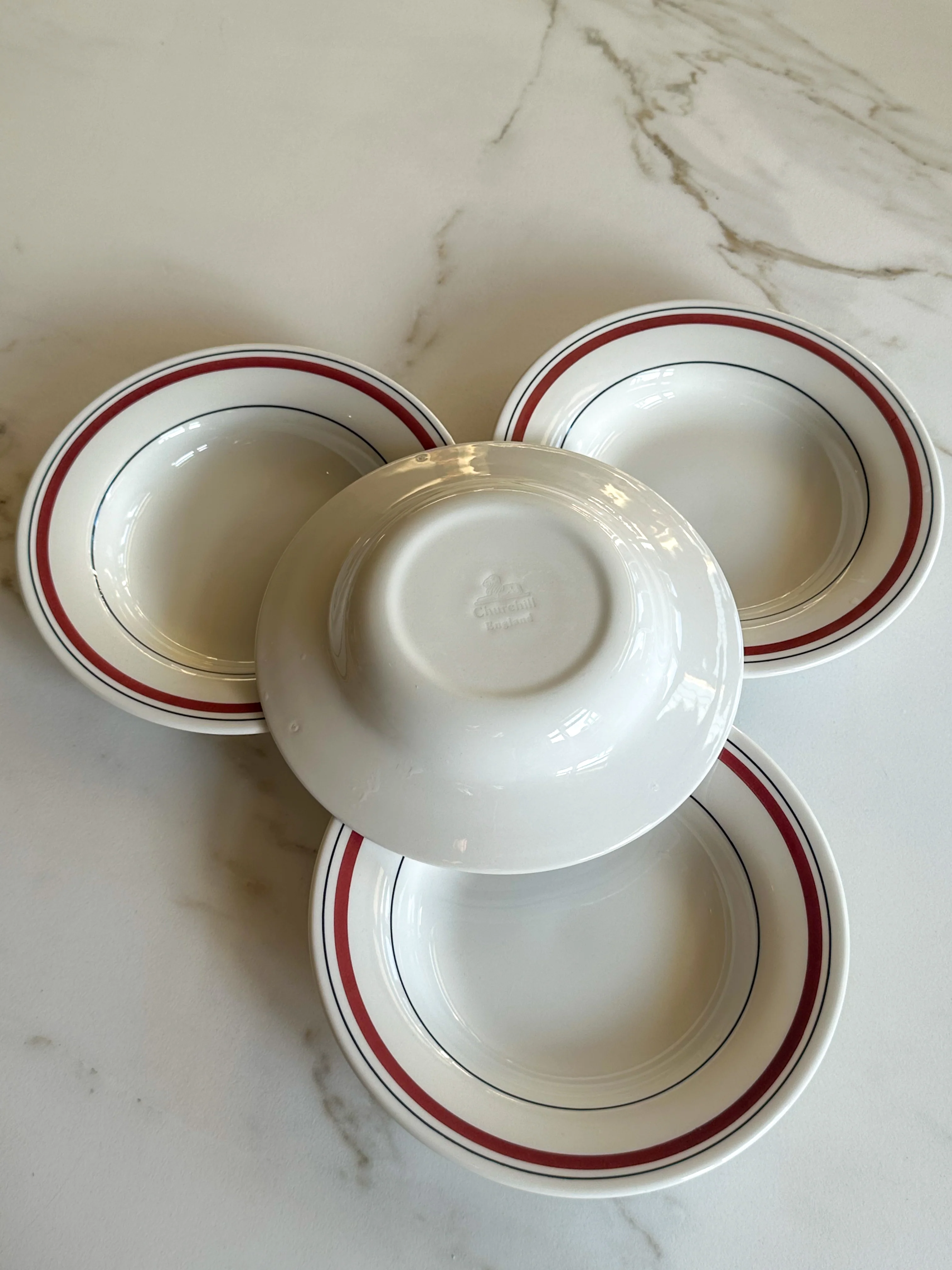 Vintage Churchill diepe borden set van 4 – bordeaux bistro servies England - Image 3