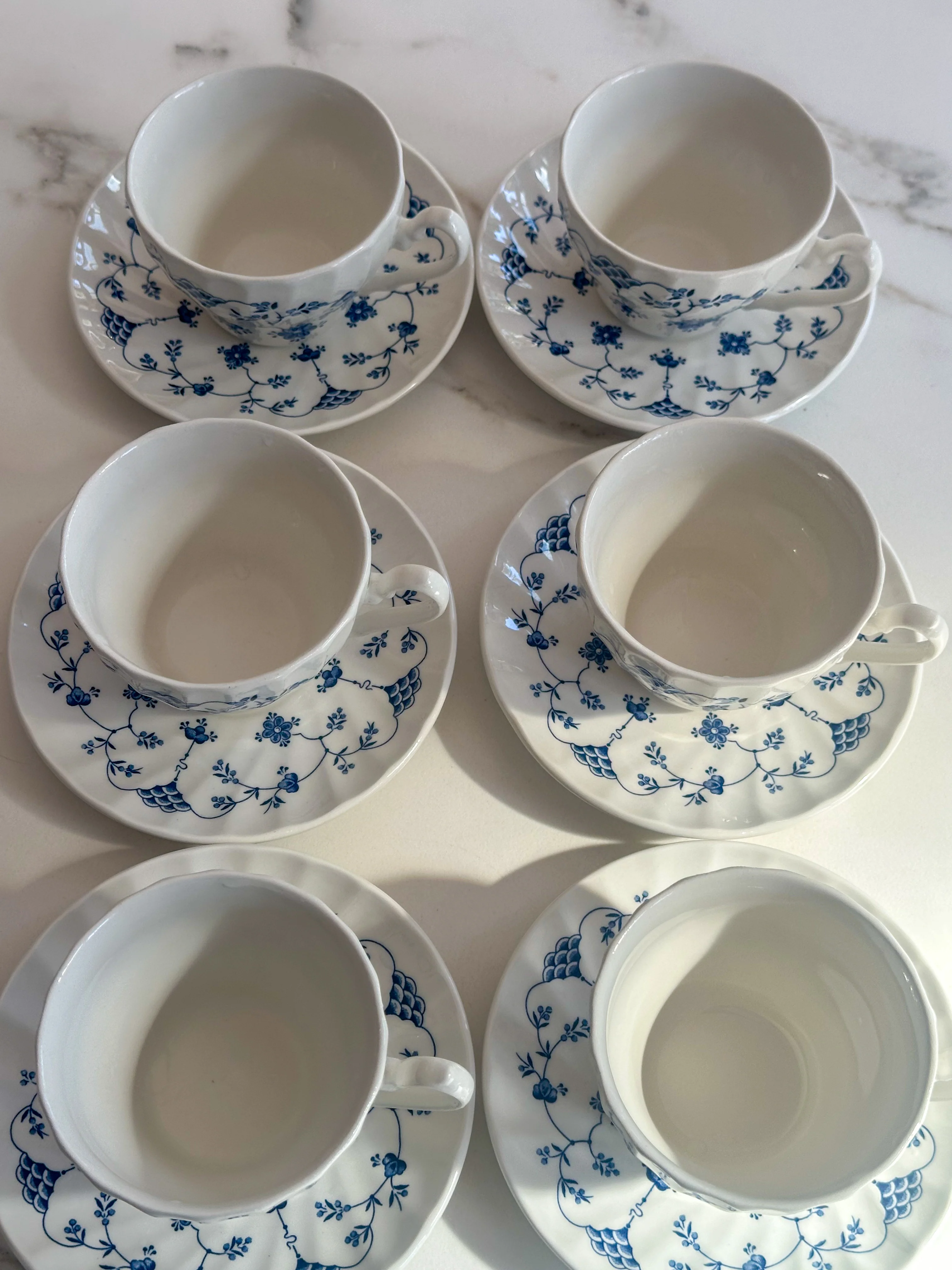 Vintage Churchill Georgian kop & schotel Set van 2 – Engels Blauw/Wit servies - Image 2