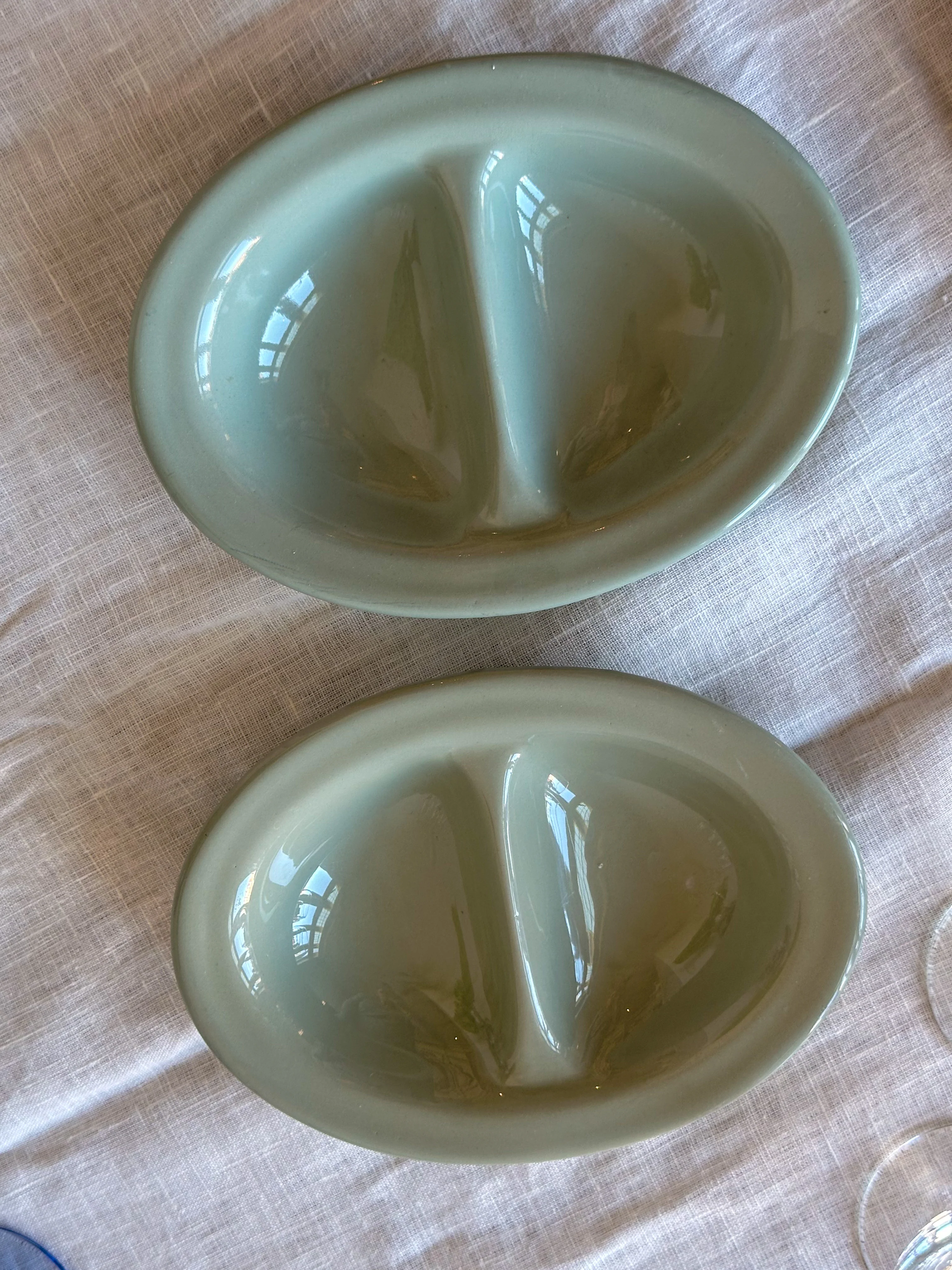 Vintage Dudson verdeelschaal sage green – Engelse stoneware schaal met vakken