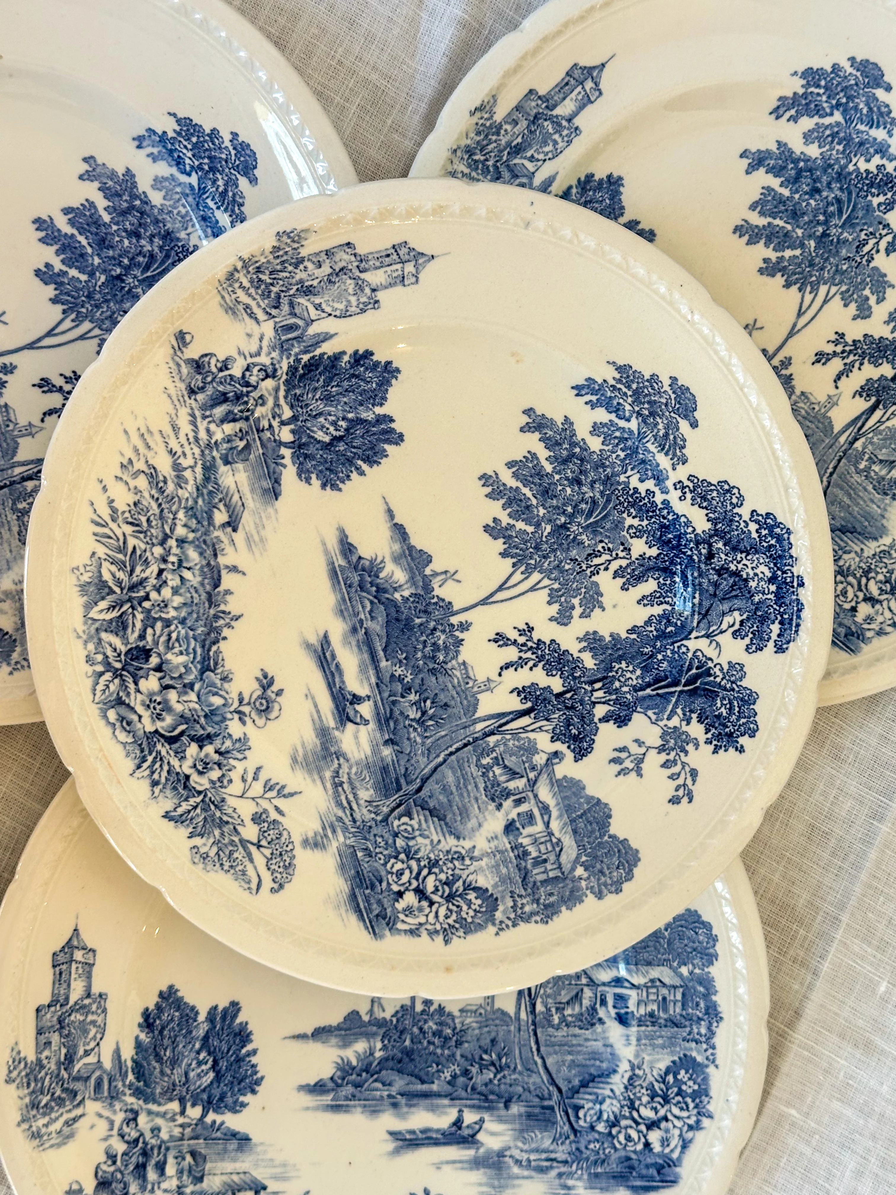 Vintage Engelse blauw-witte borden set – Swinnertons The Ferry - Image 5