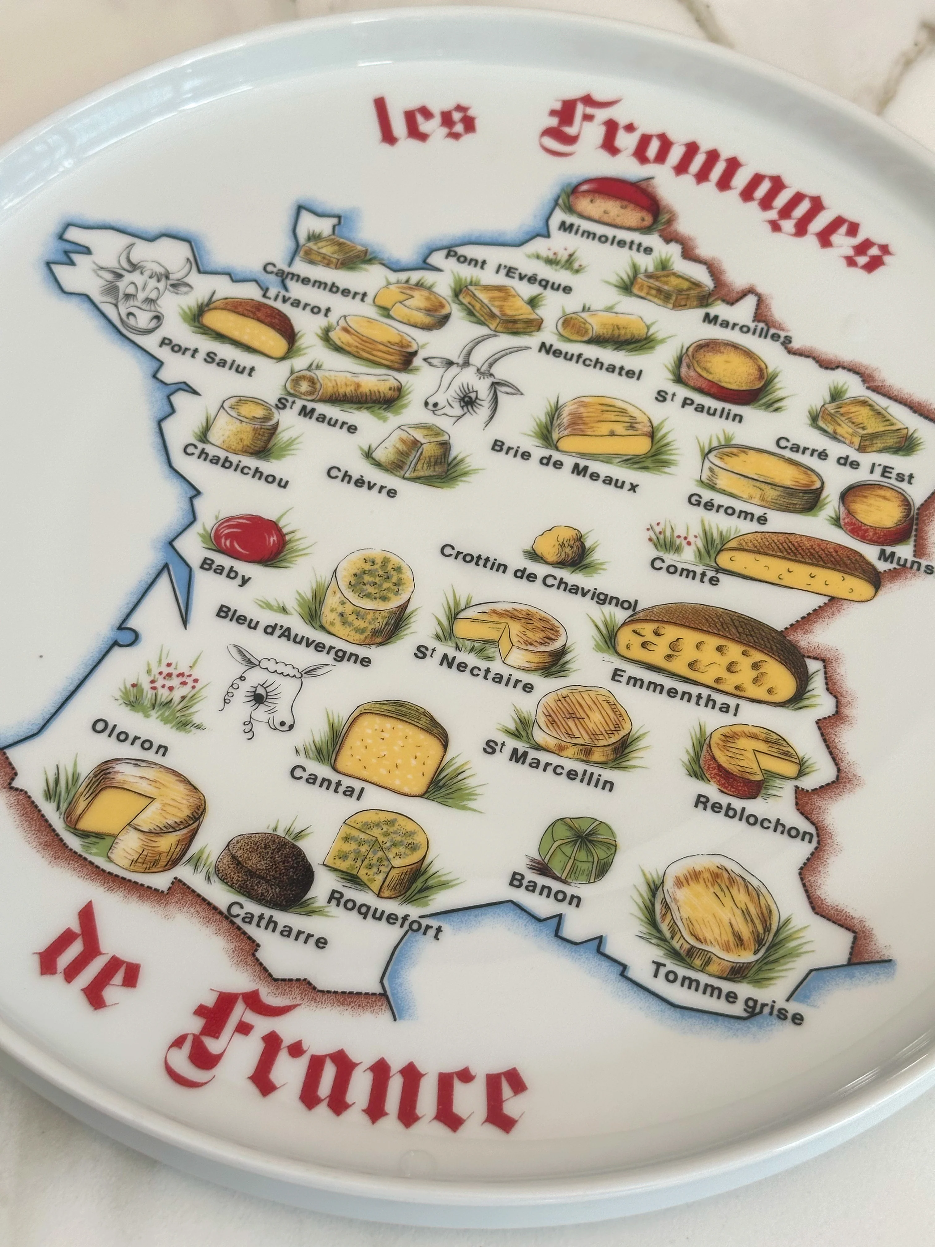 Vintage Frans groot Kaasbord ‘Les Fromages de France’ – Made in France L’Hirondelle/Pillivuyt - Image 2