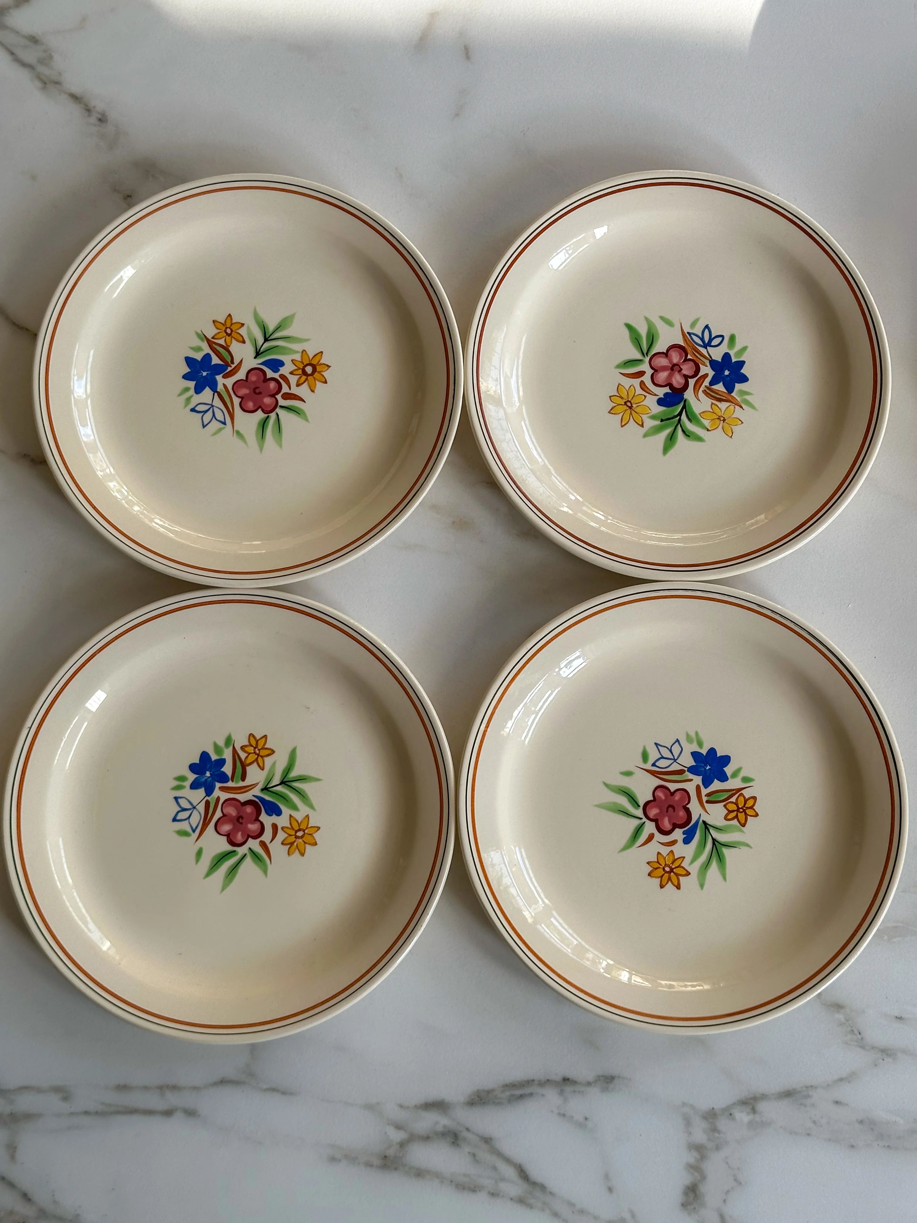 Vintage Franse borden Saint-Amand stijl - set van 4 - Image 2