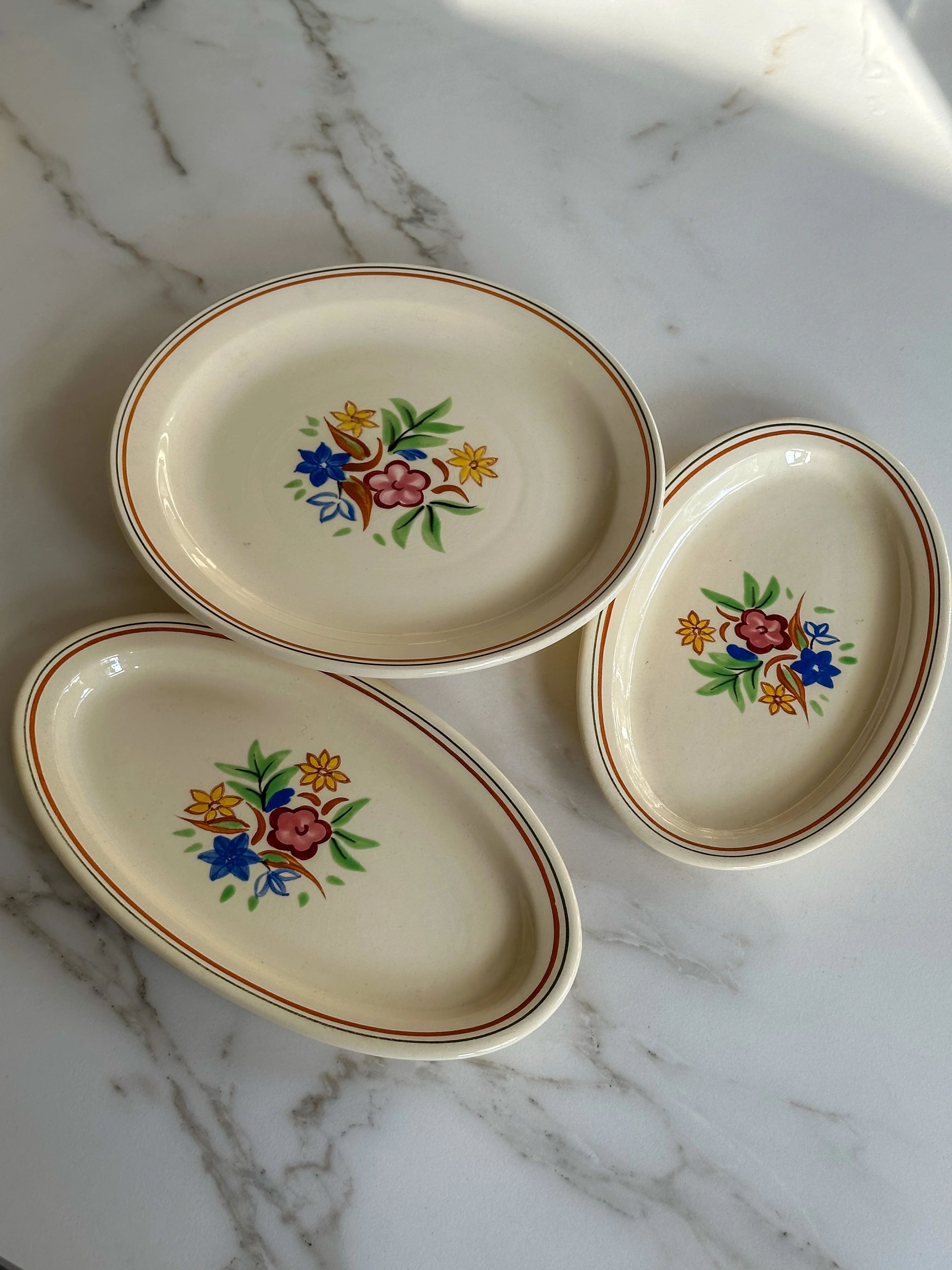 Vintage Franse serveerschalen Saint-Amand stijl - set van 3
