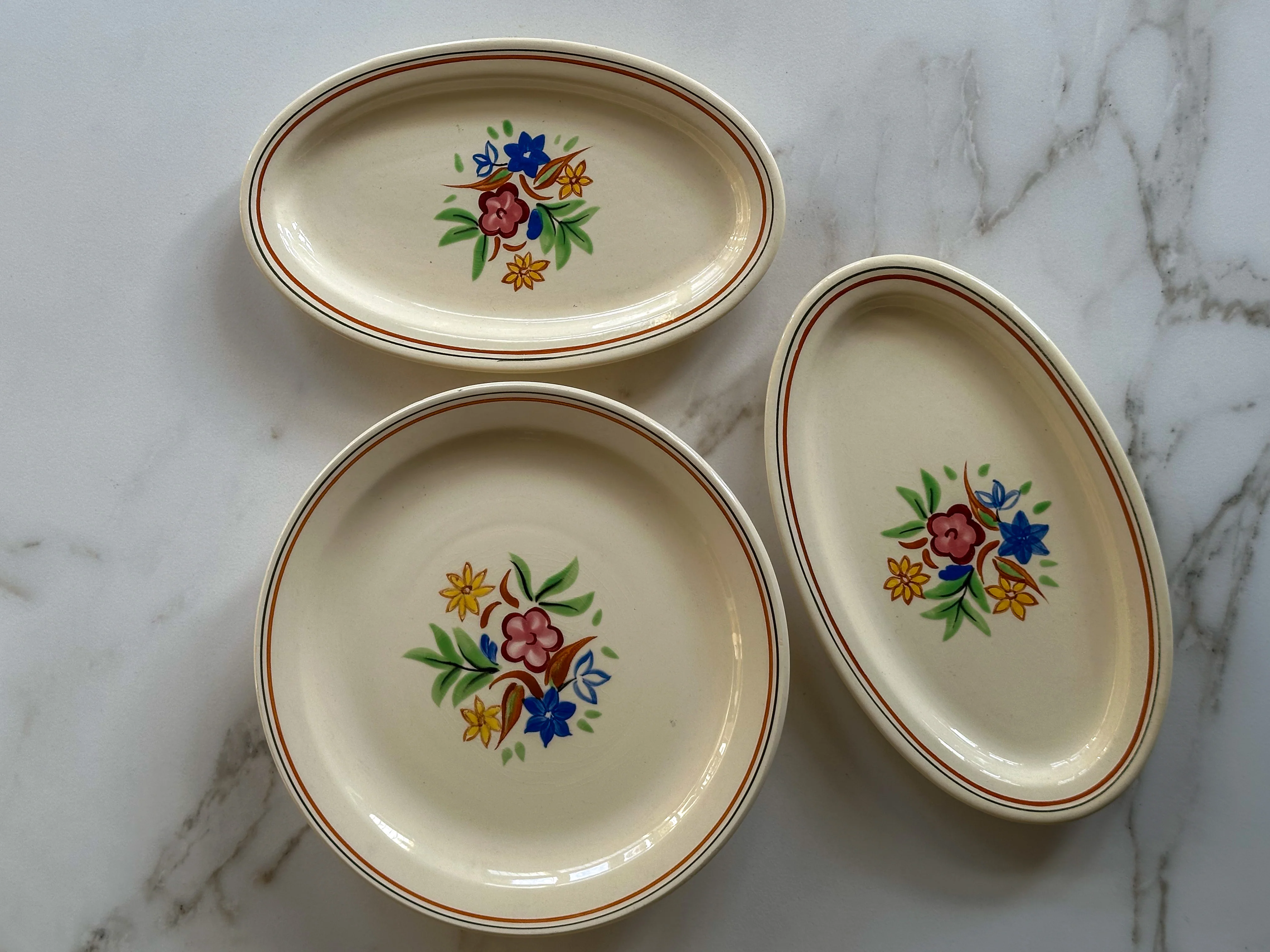 Vintage Franse serveerschalen Saint-Amand stijl - set van 3 - Image 6