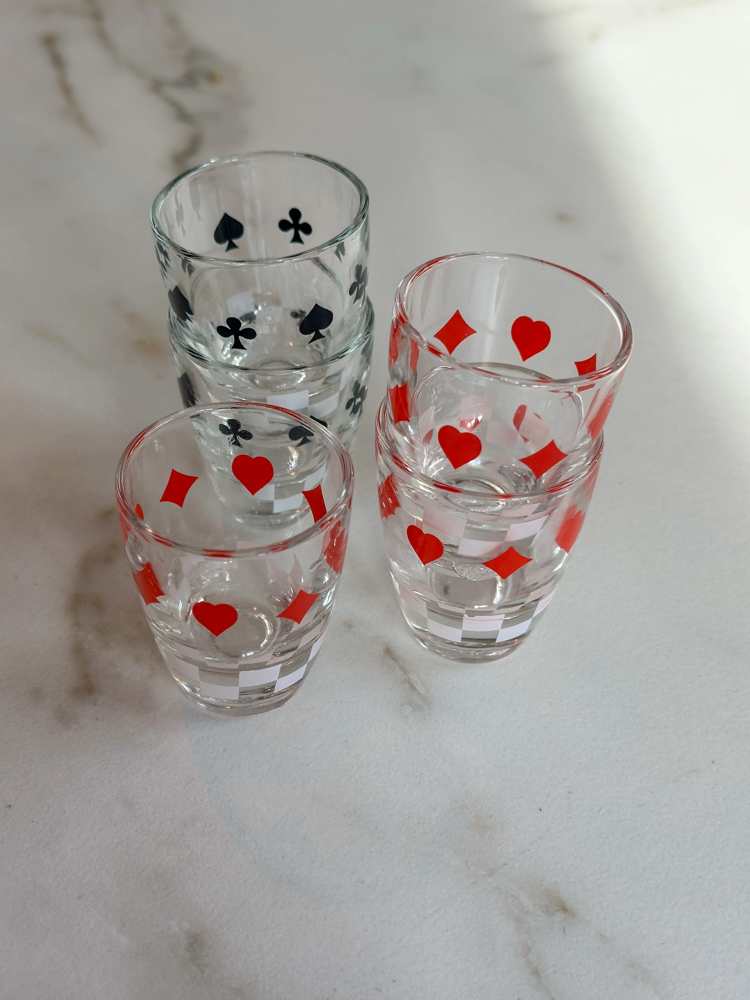 Vintage Franse Shotglaasjes Poker Design – Cristallerie d’Arques Set van 5 - Image 3