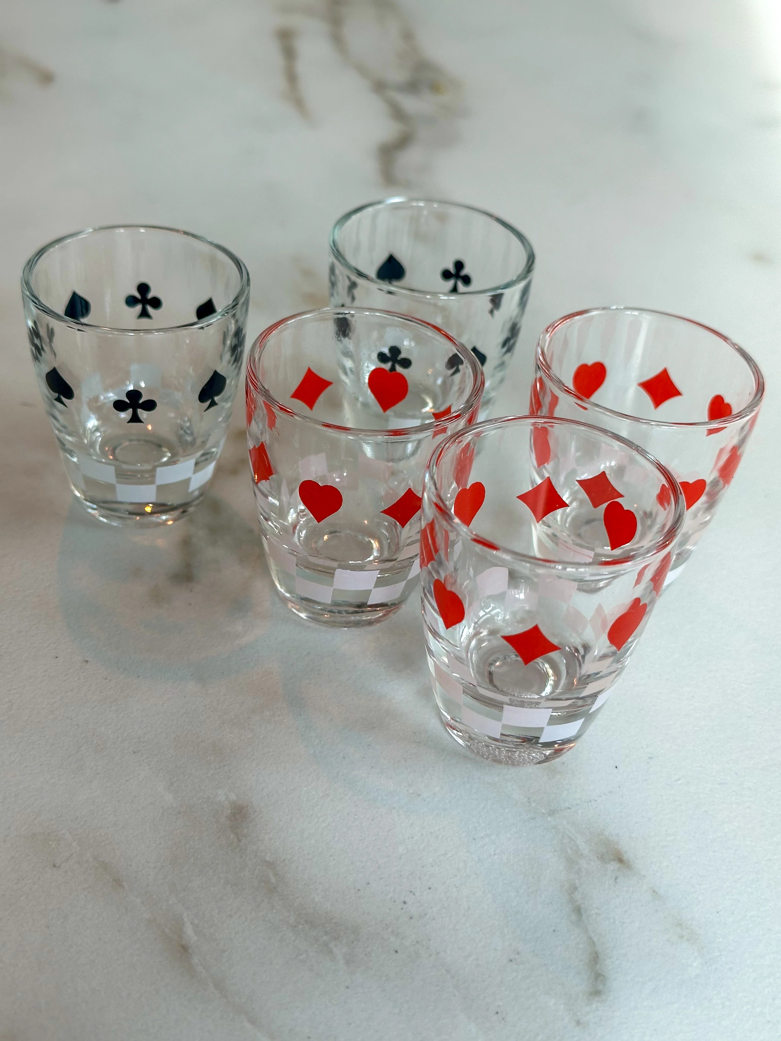 Vintage Franse Shotglaasjes Poker Design – Cristallerie d’Arques Set van 5 - Image 4