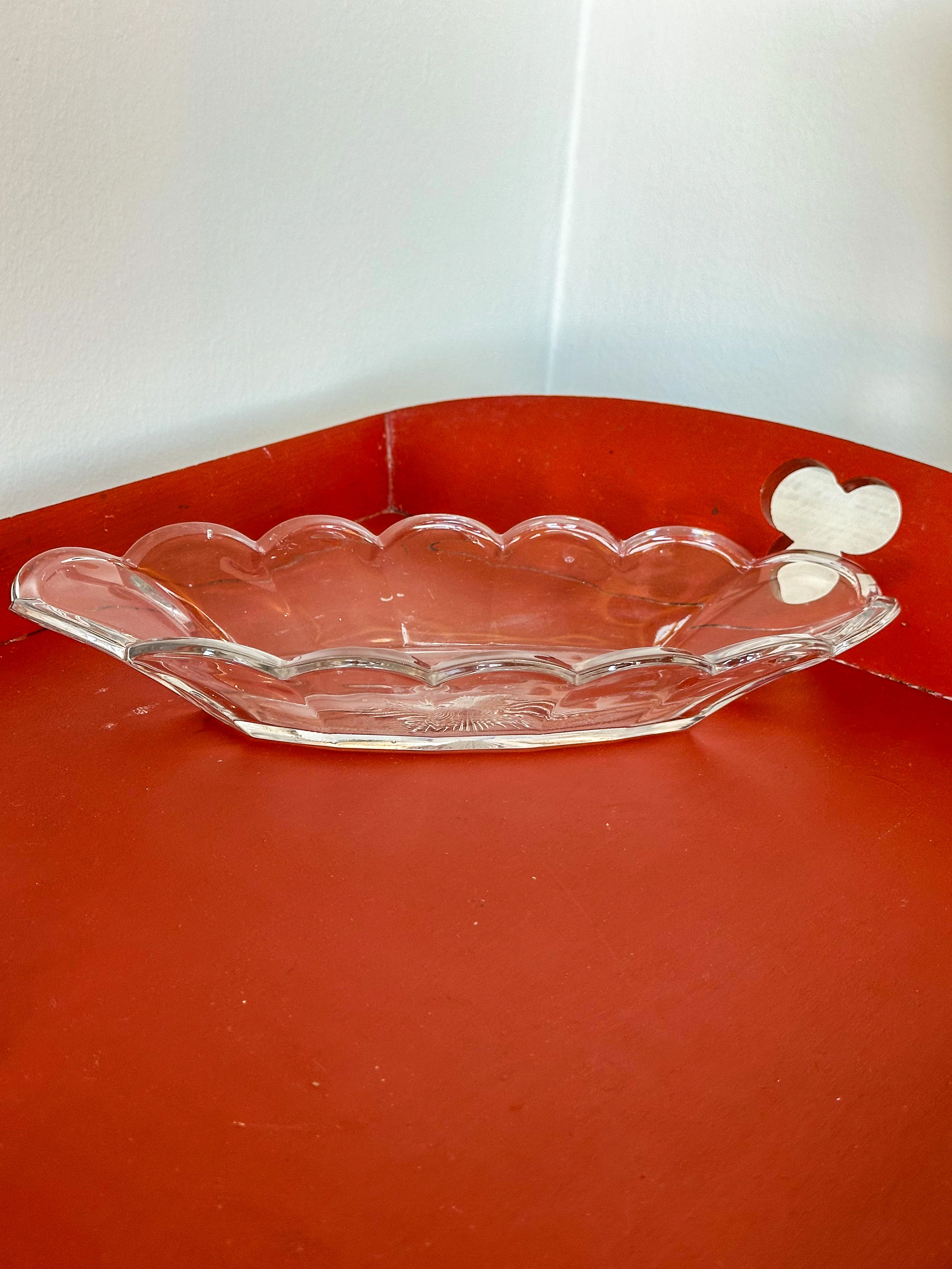 Vintage Glazen Schaal 28 cm met Stermotief | Retro Presenteerschaal - Image 2