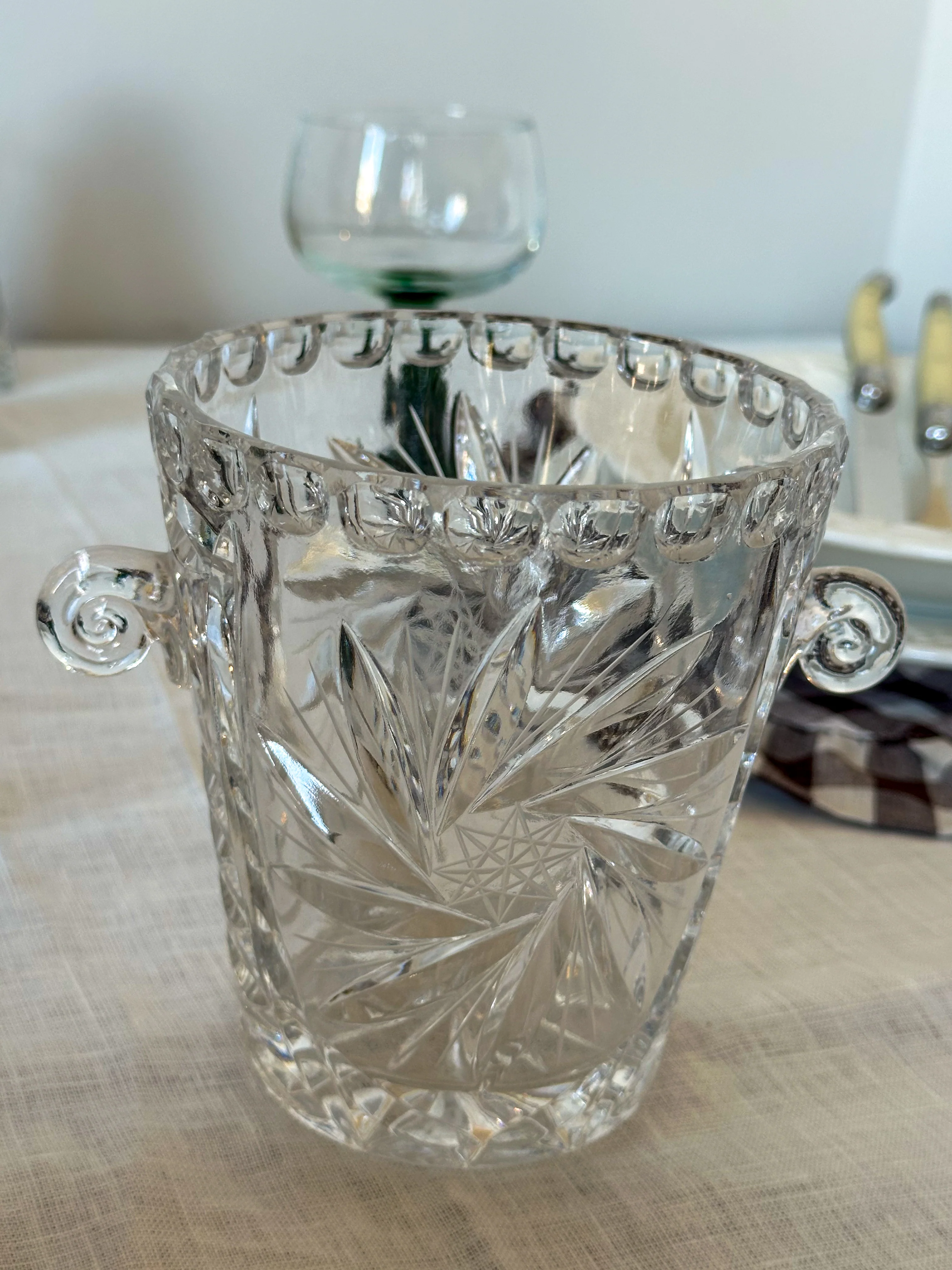 Vintage Glazen Wijnkoeler / IJsemmer Transparant met Oren