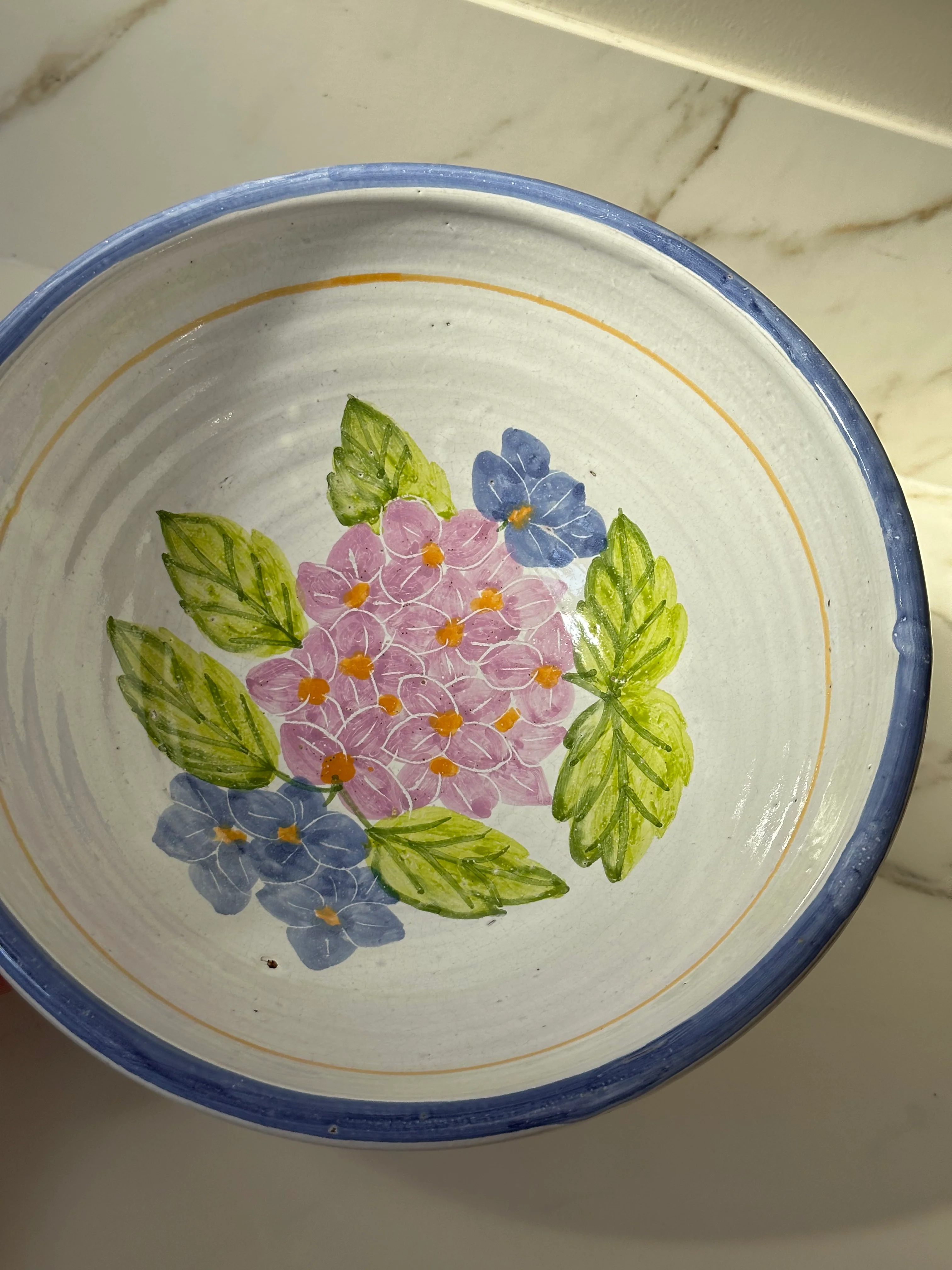 Vintage handbeschilderde schaal Portugal – keramiek schaal met bloemen - Image 2