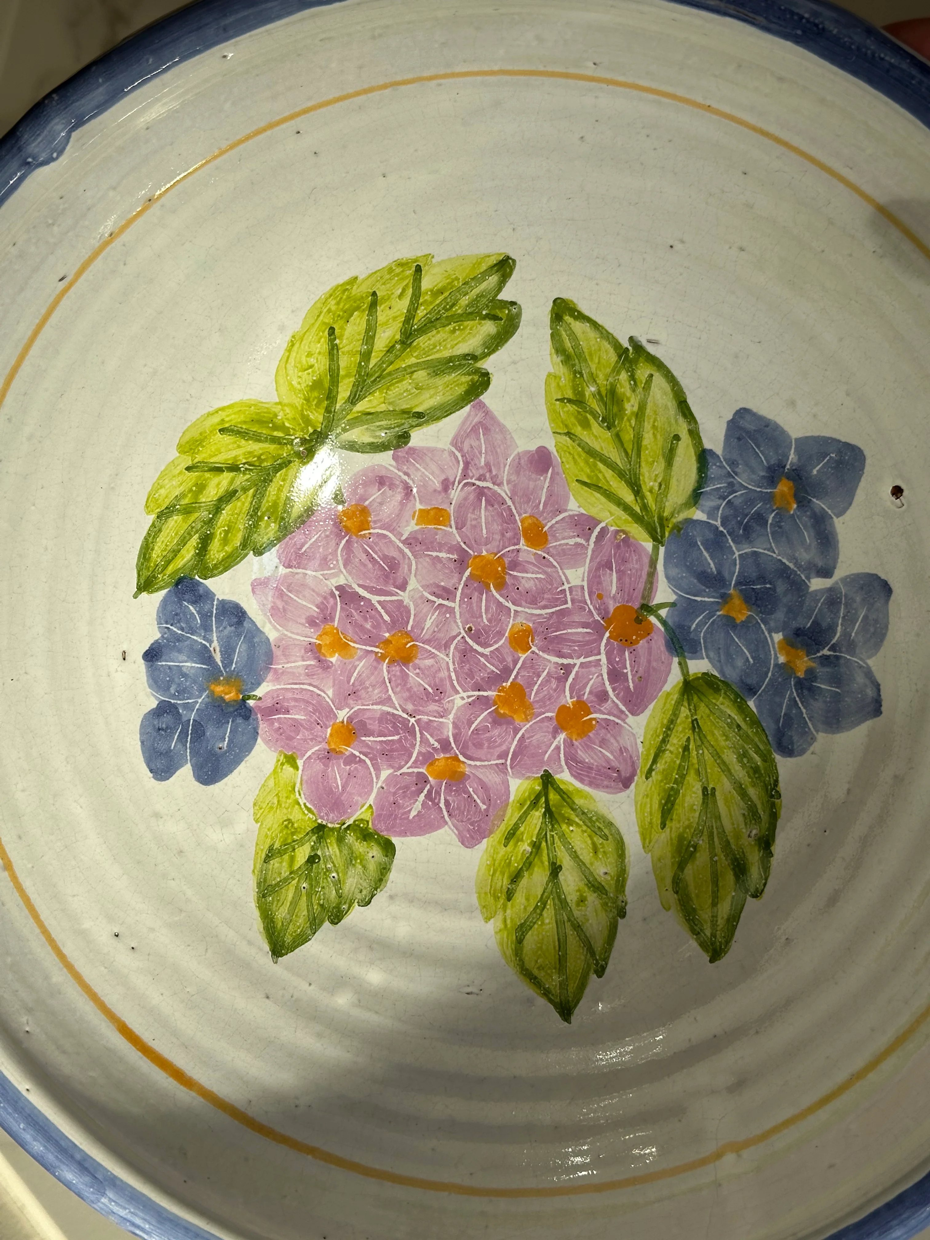 Vintage handbeschilderde schaal Portugal – keramiek schaal met bloemen - Image 3