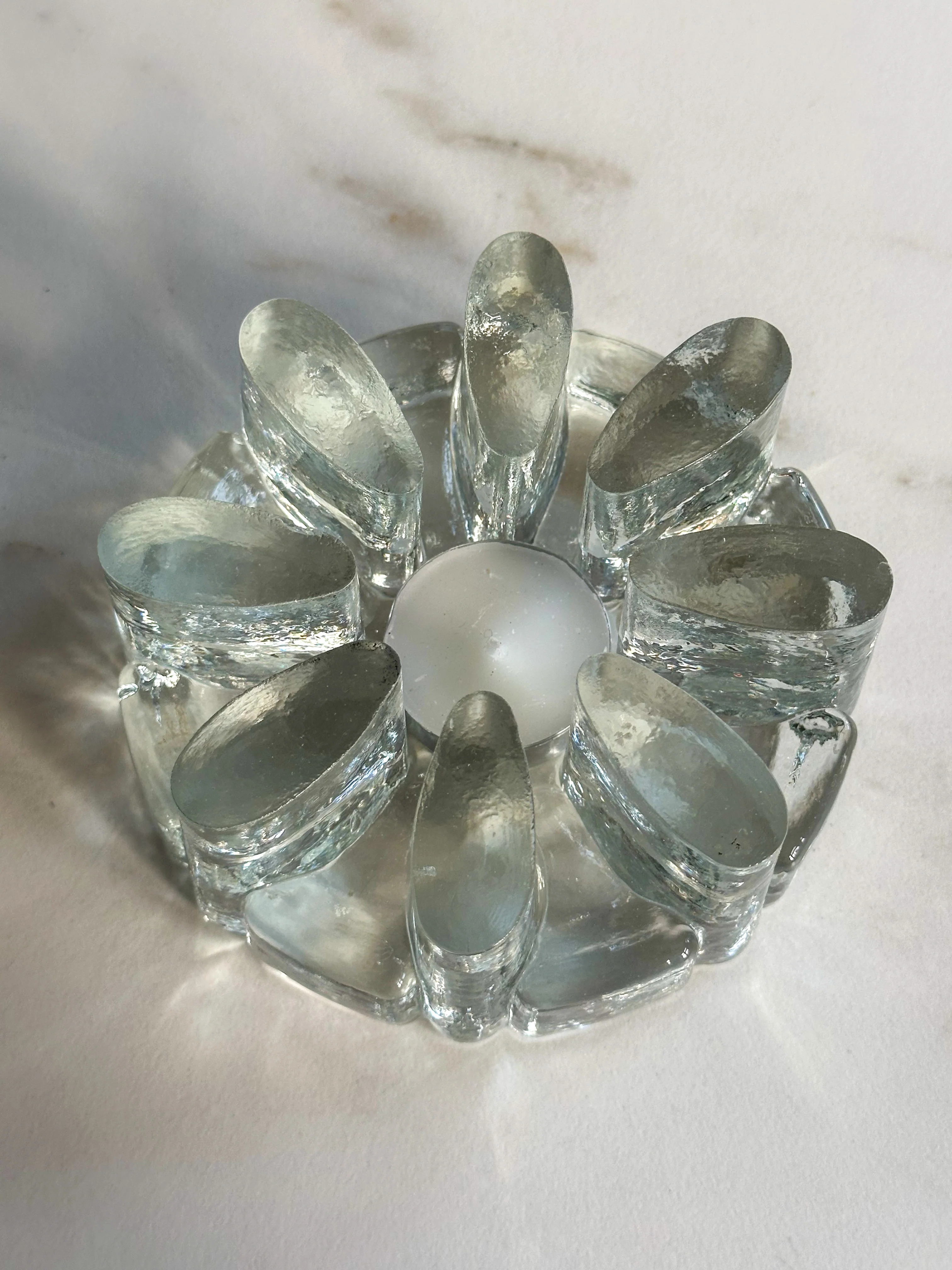 Vintage ice glass waxinelichthouder / rechaud – Georgshütte stijl - Image 2