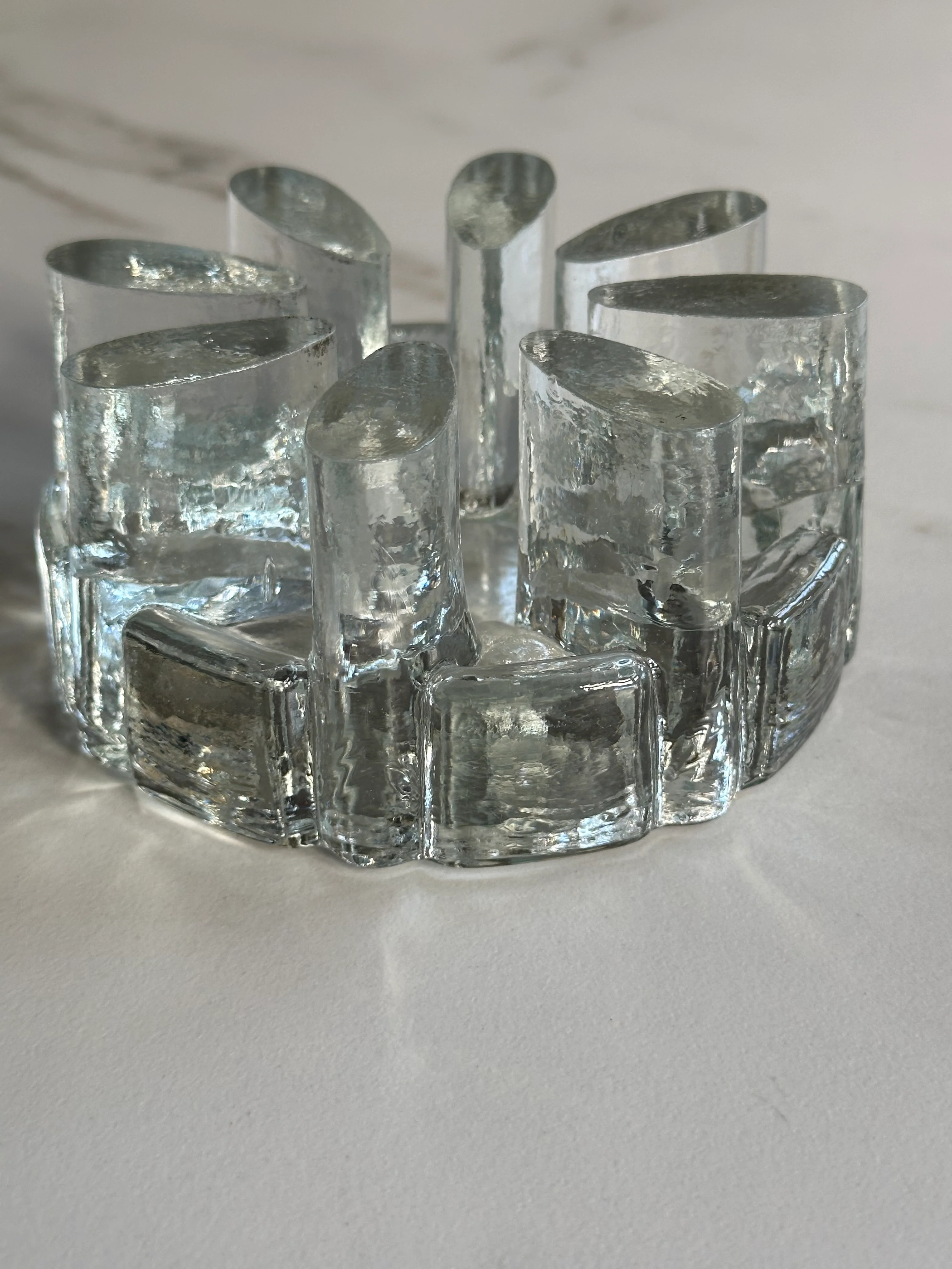 Vintage ice glass waxinelichthouder / rechaud – Georgshütte stijl - Image 3