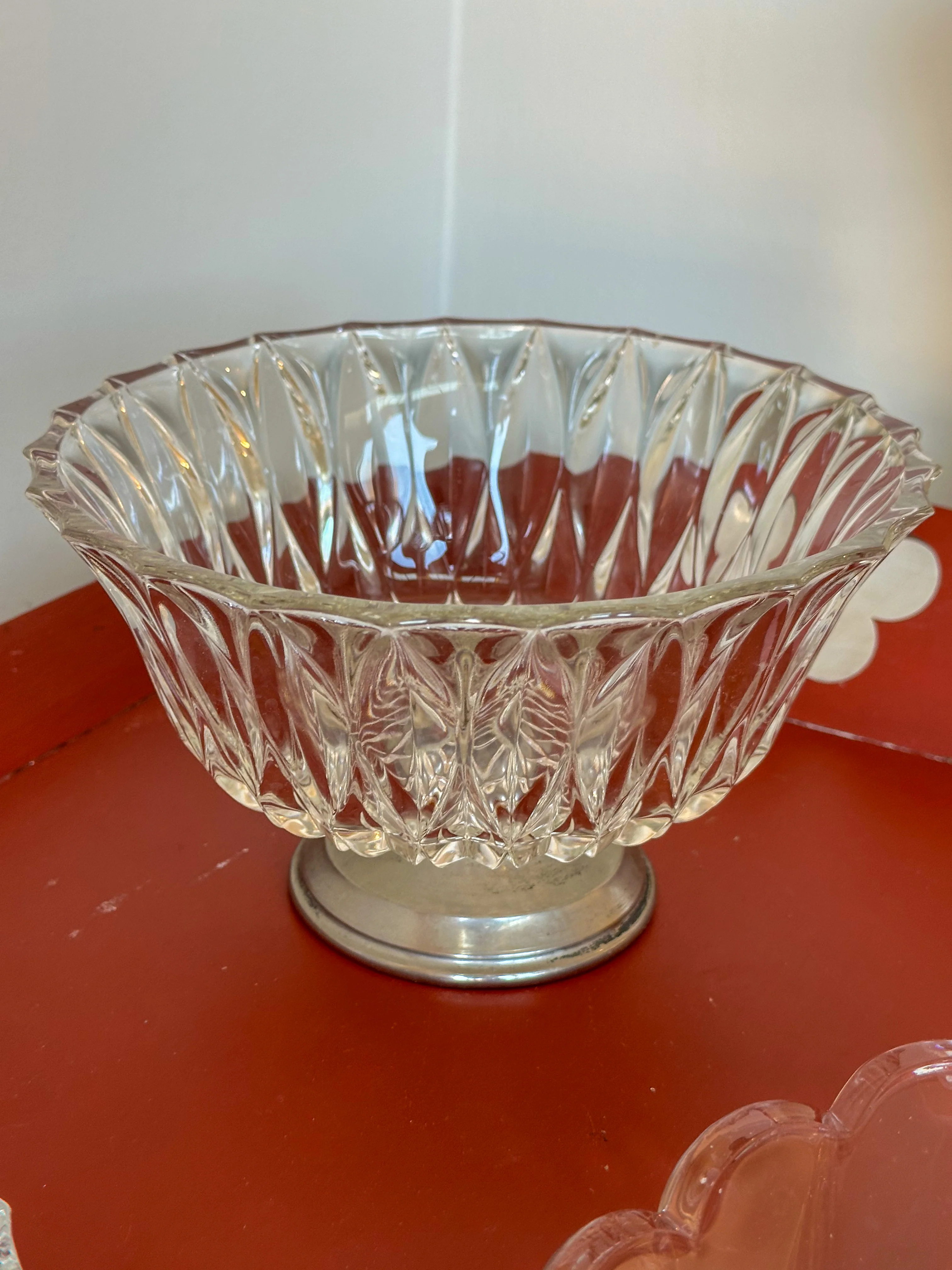 Vintage Kristallen Glazen Coupe op Metalen Voet