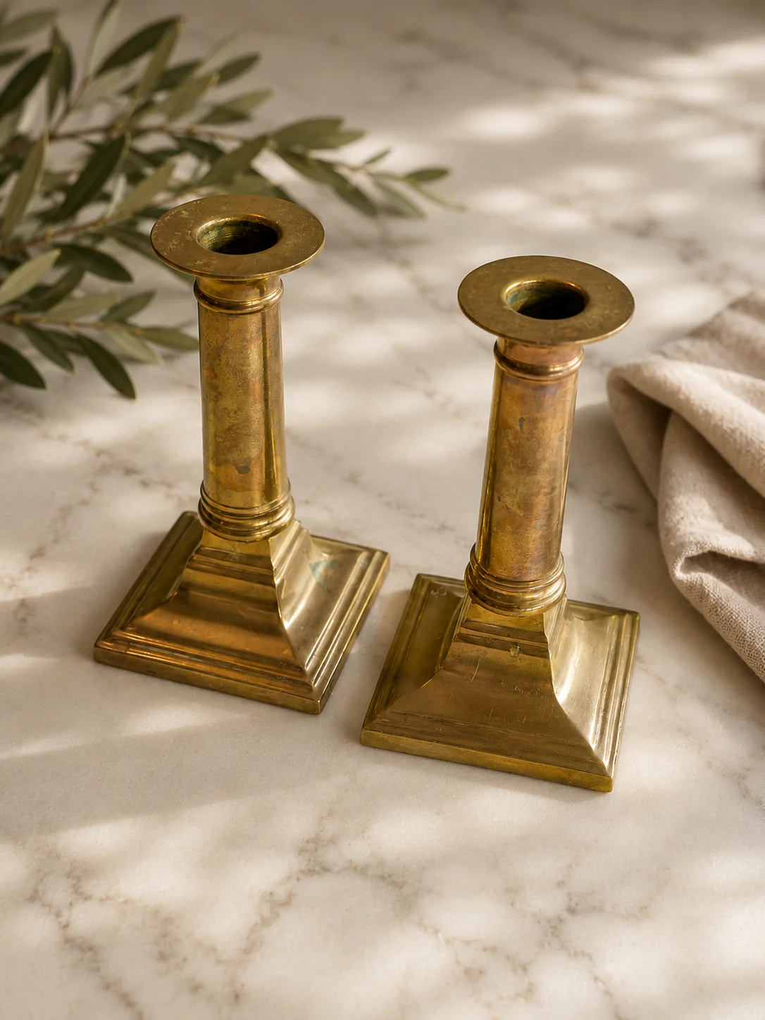 Vintage Messing Kandelaars Set van 2 – Klassieke Engelse Stijl - Image 4
