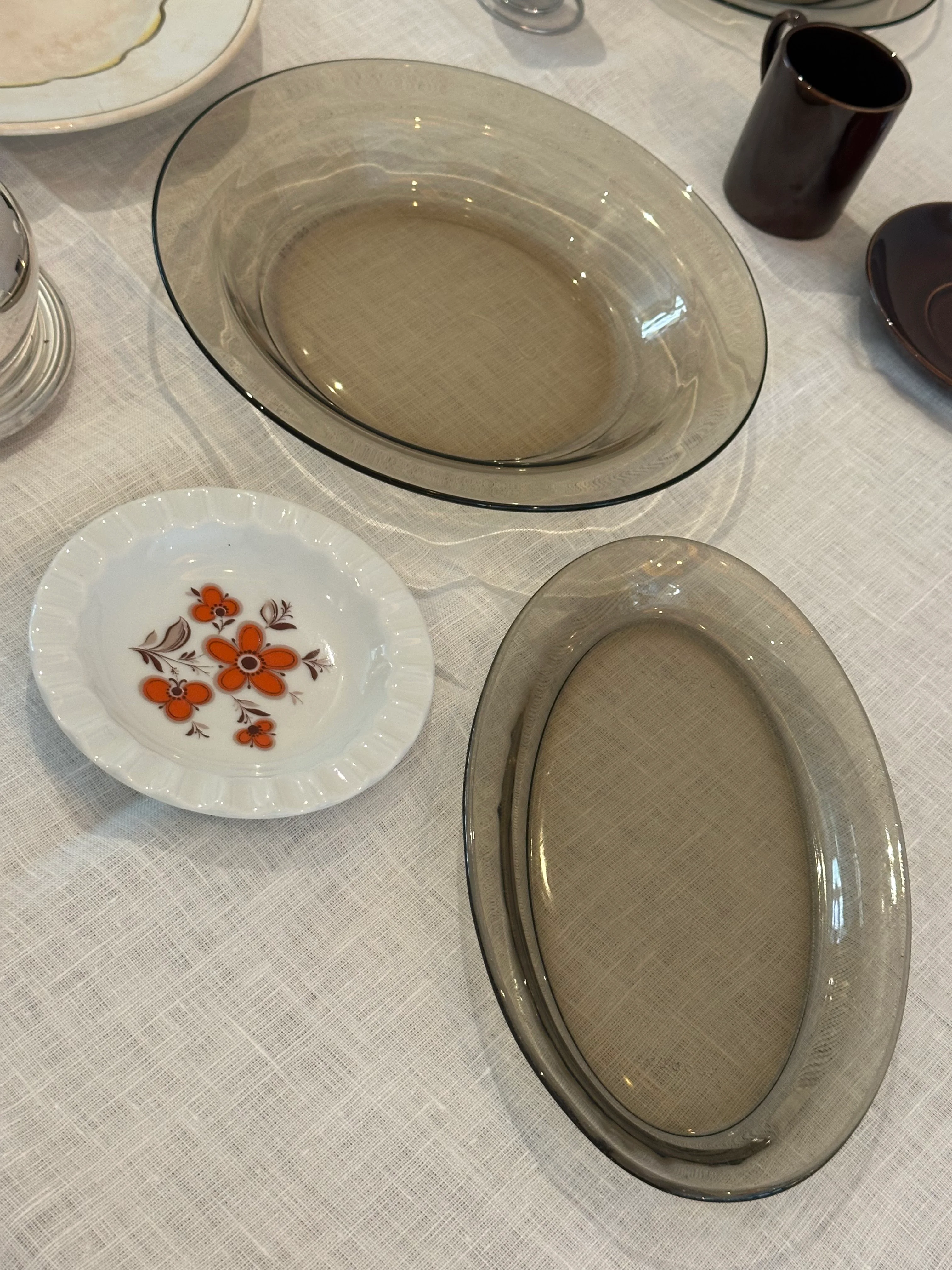 Vintage ovale schaal van rook glas uit Frankrijk - Image 7