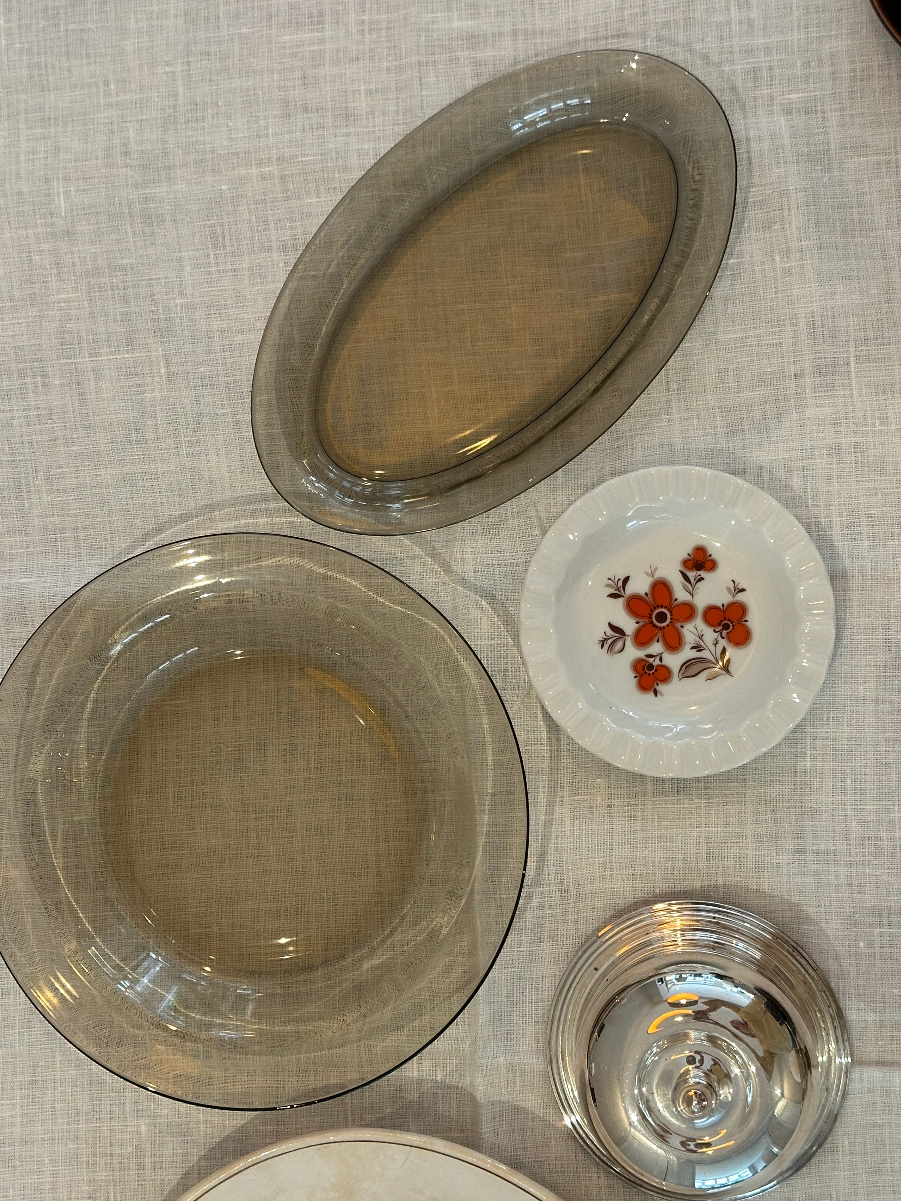 Vintage ovale schaal van rook glas uit Frankrijk - Image 8