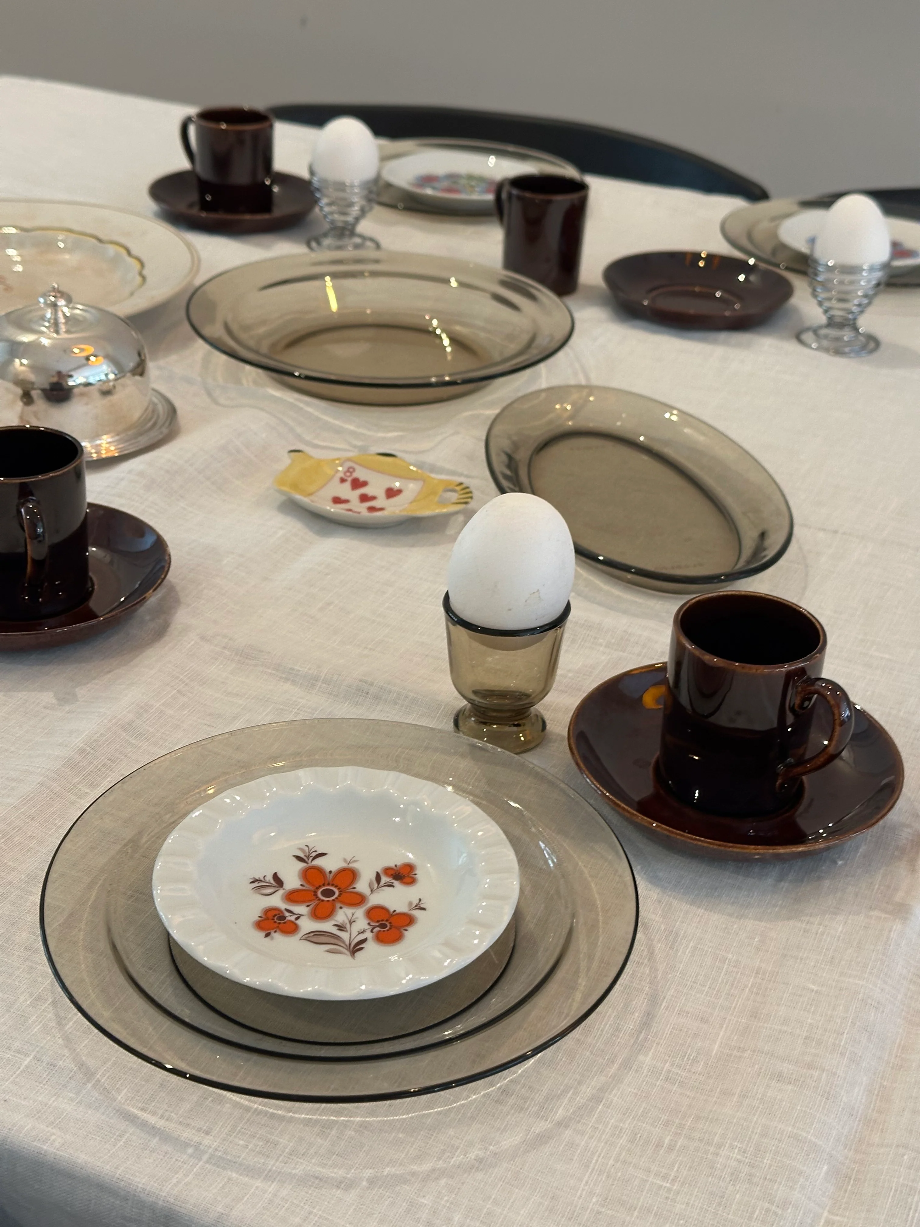 Vintage metalen eierdopjes – spiraal design – set van 4 - Image 5