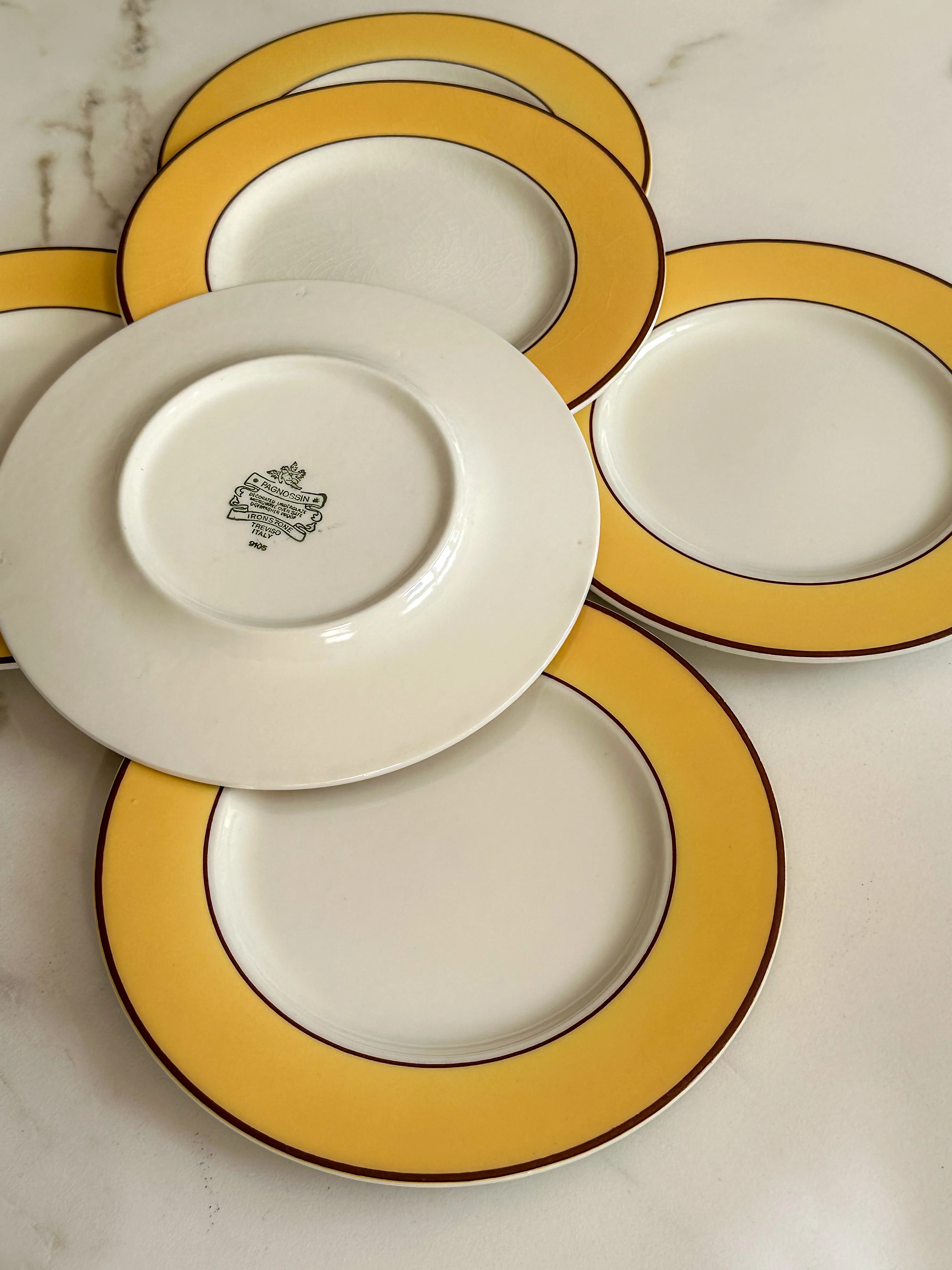 Vintage Pagnossin Treviso Italy Ontbijtborden – Spa Bright Yellow – Set van 6 - Image 4