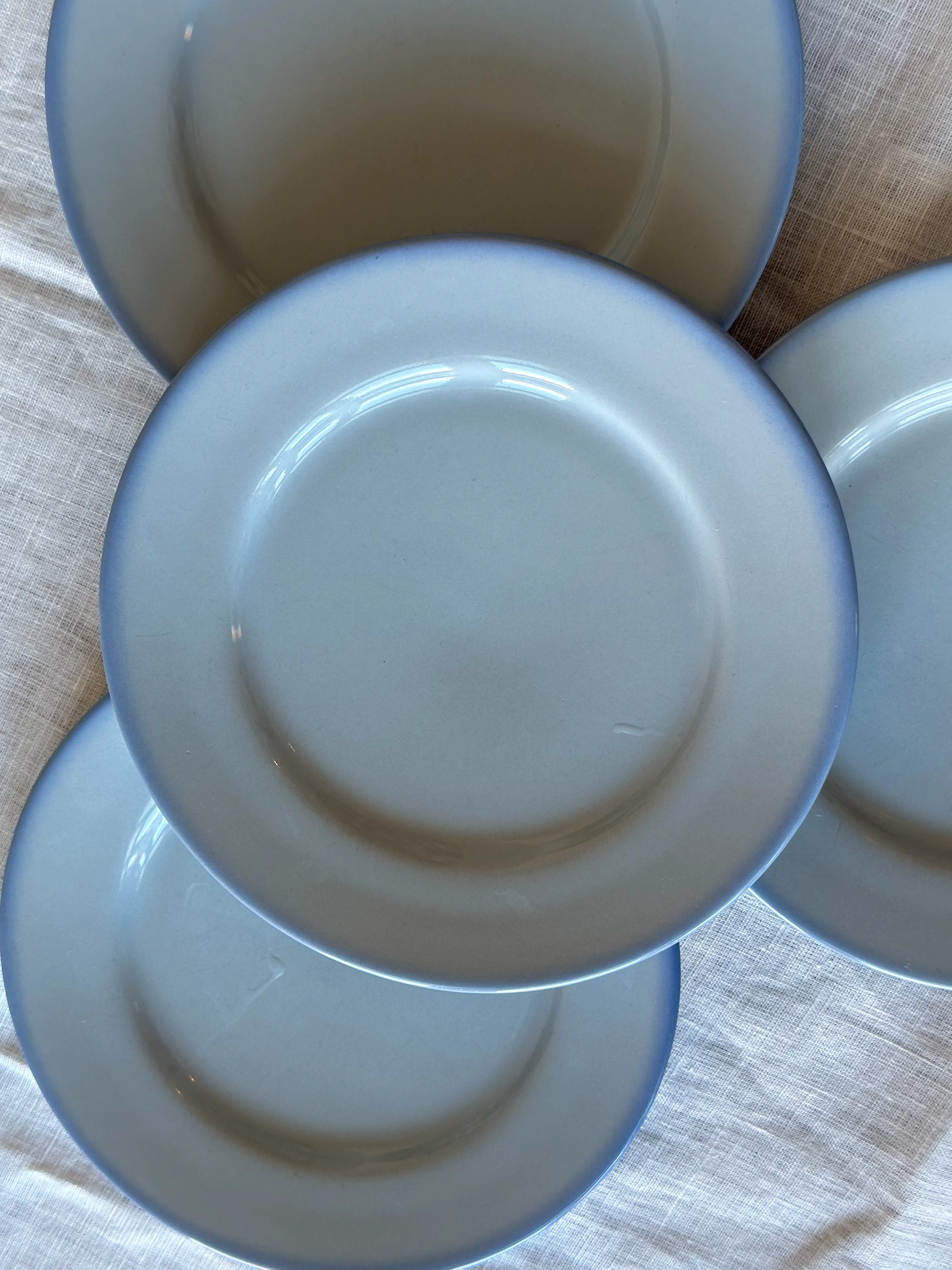 Vintage Poederblauwe Bordjes – Set van 4