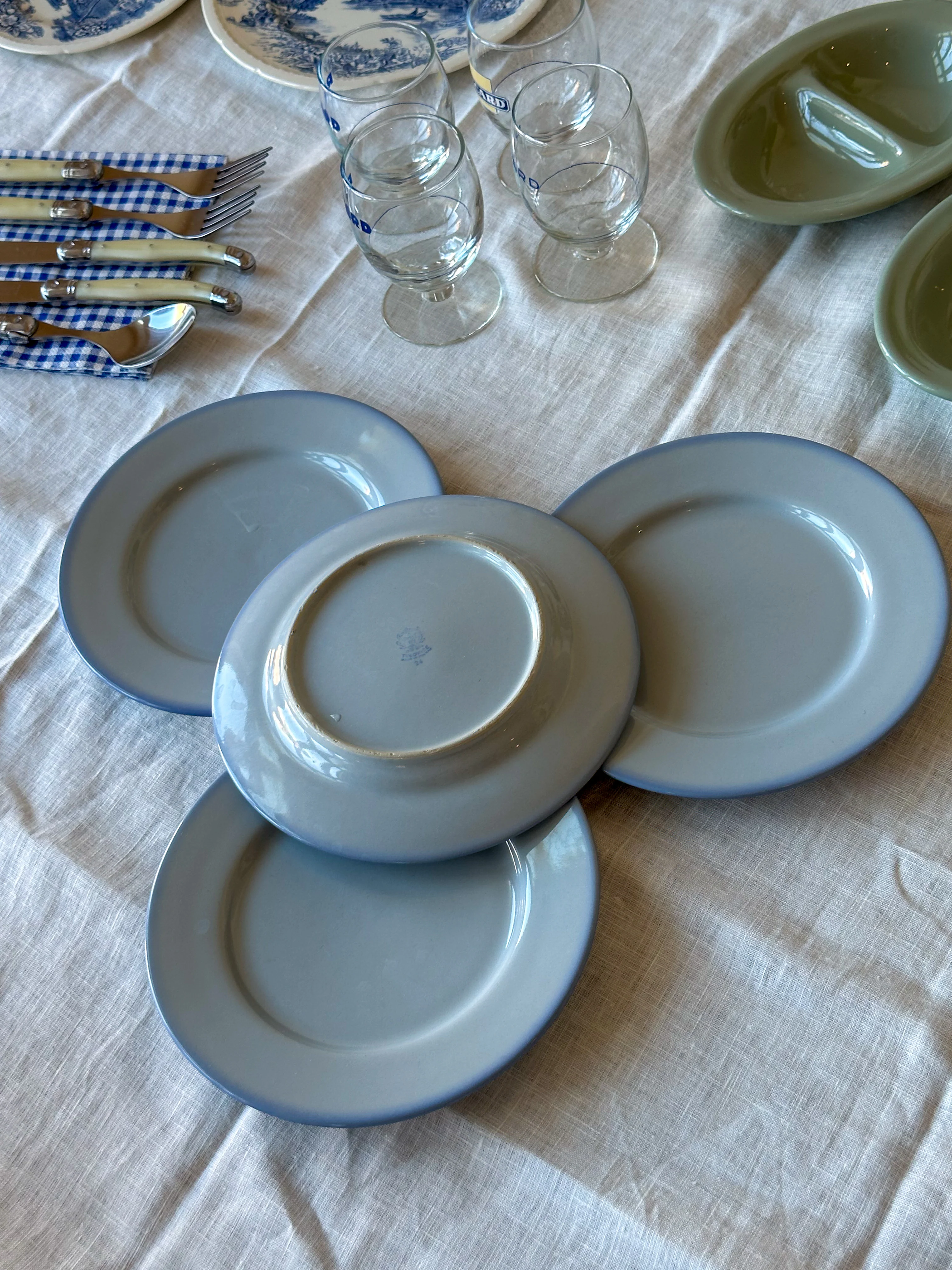 Vintage Poederblauwe Bordjes – Set van 4 - Image 3