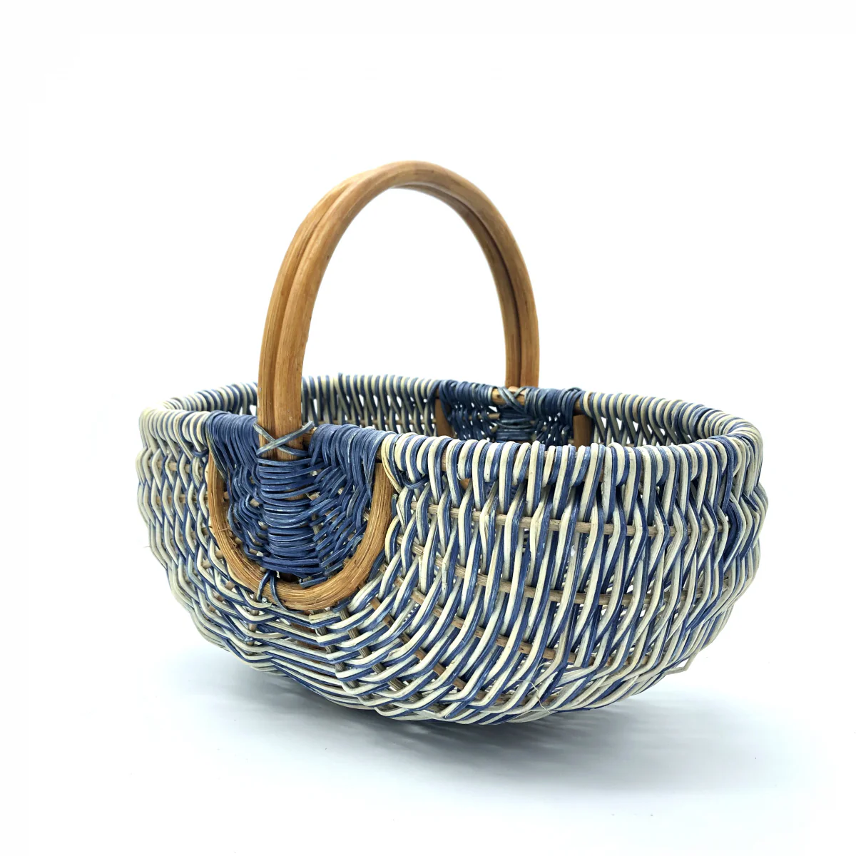 Vintage prachtige Rotan Mand met Houten Hengsels | Riviera Style Opbergmand - Image 4