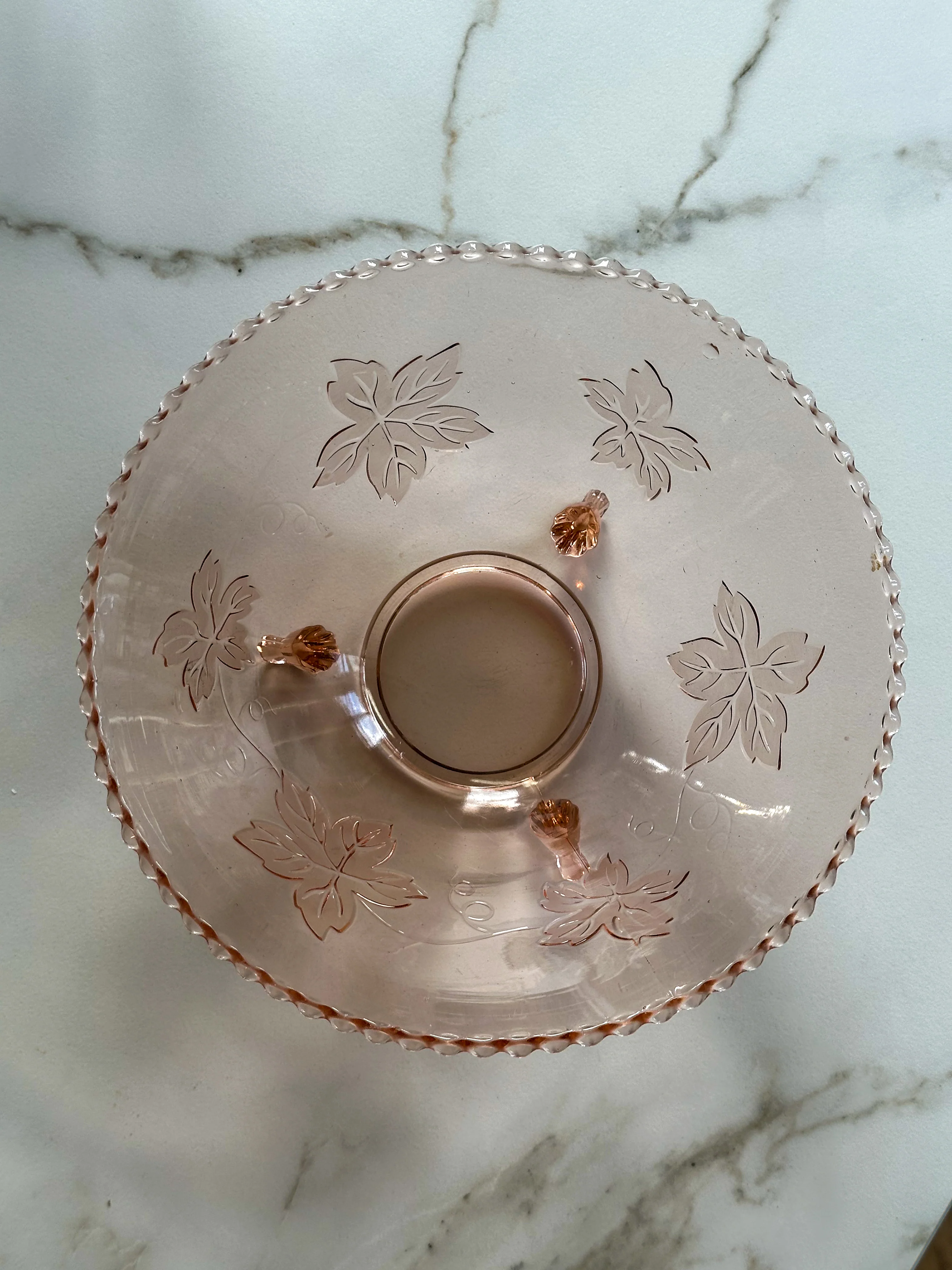 Vintage Roze Glazen schaal op Pootjes – Art Deco / Rosaline Stijl - Image 2
