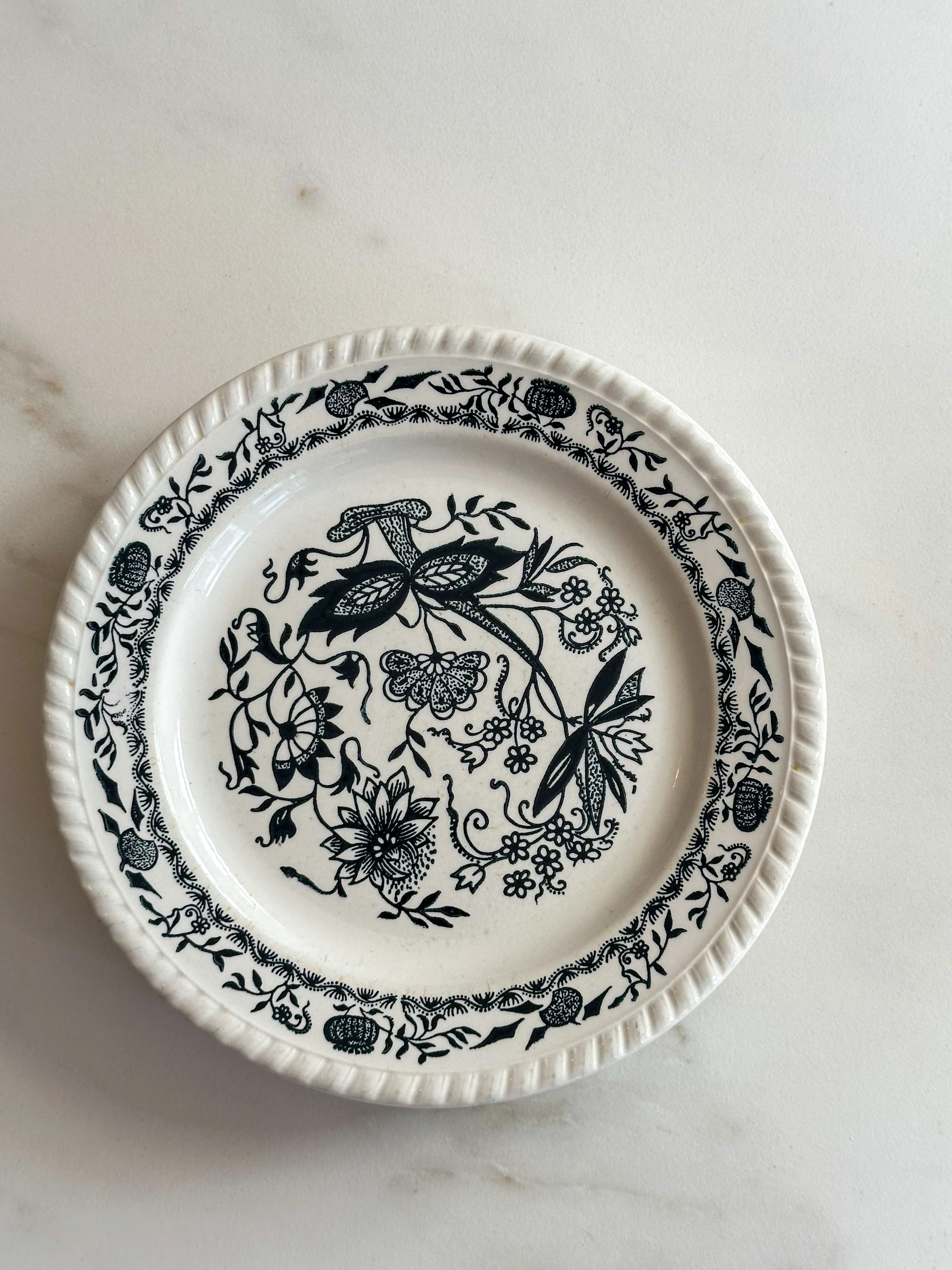 Vintage Sarreguemines stijl bordjes set van 4 – zwart wit Frans servies - Image 5