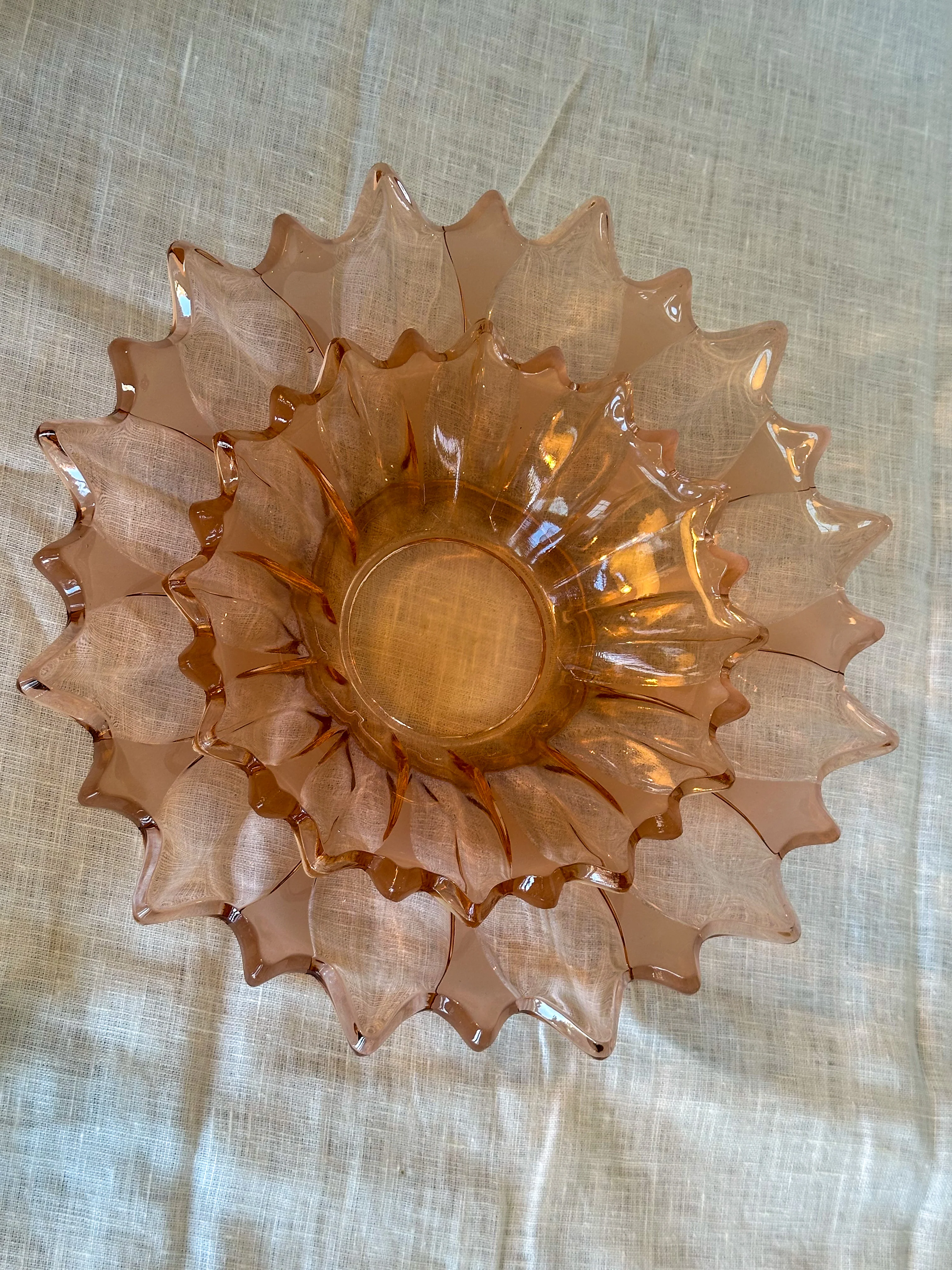 Vintage schalen set Rosaline glas