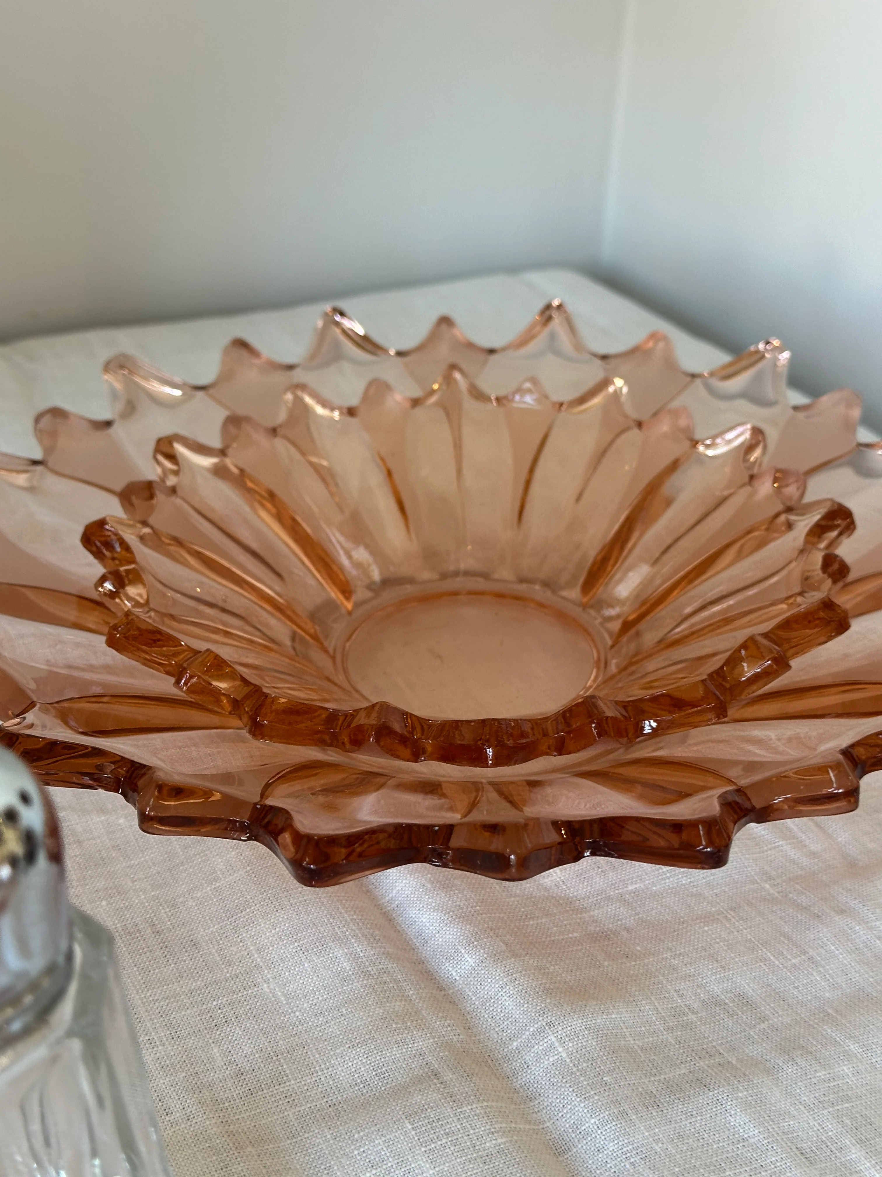 Vintage schalen set Rosaline glas - Image 2