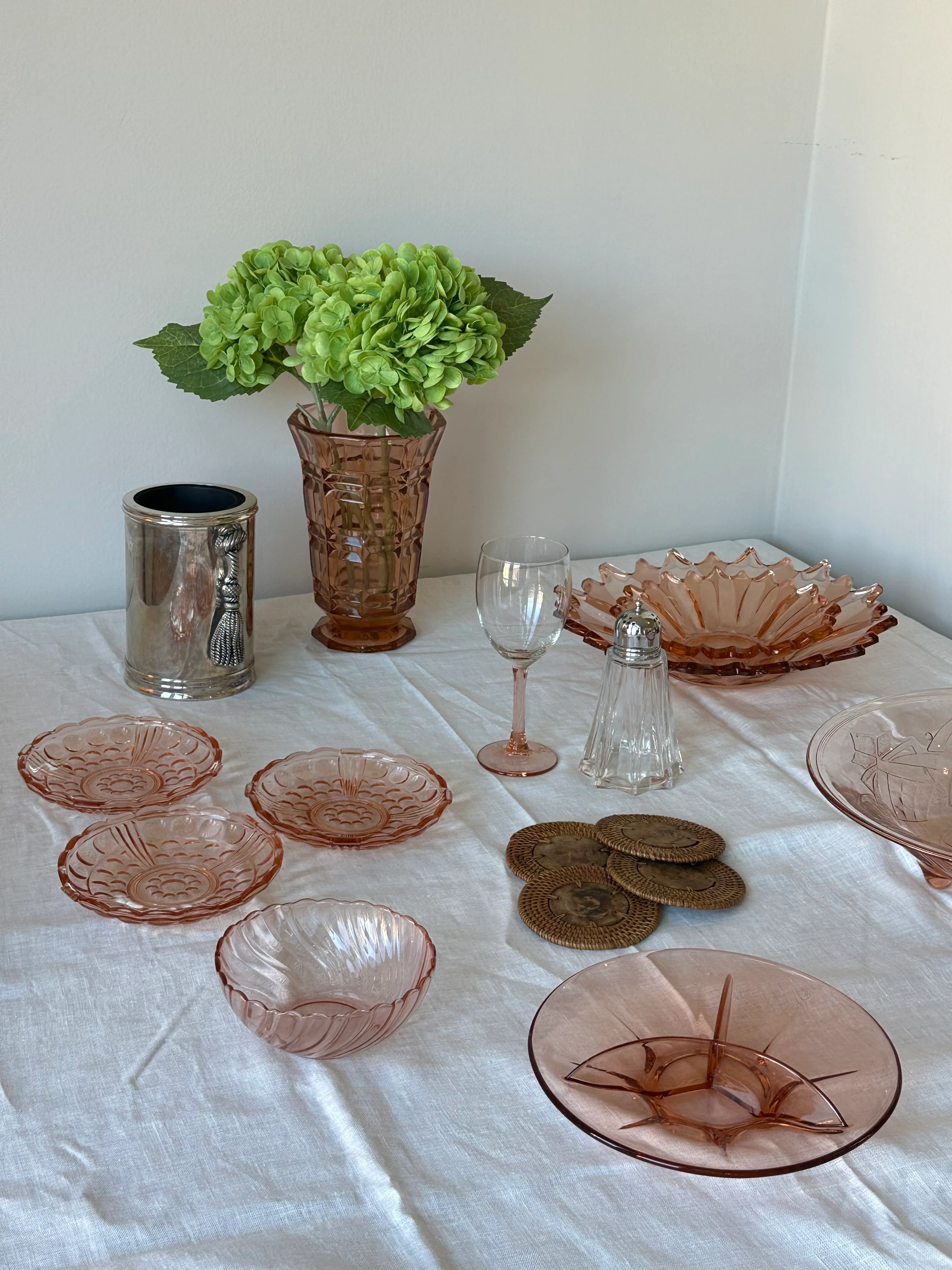 Vintage schalen set Rosaline glas - Image 3