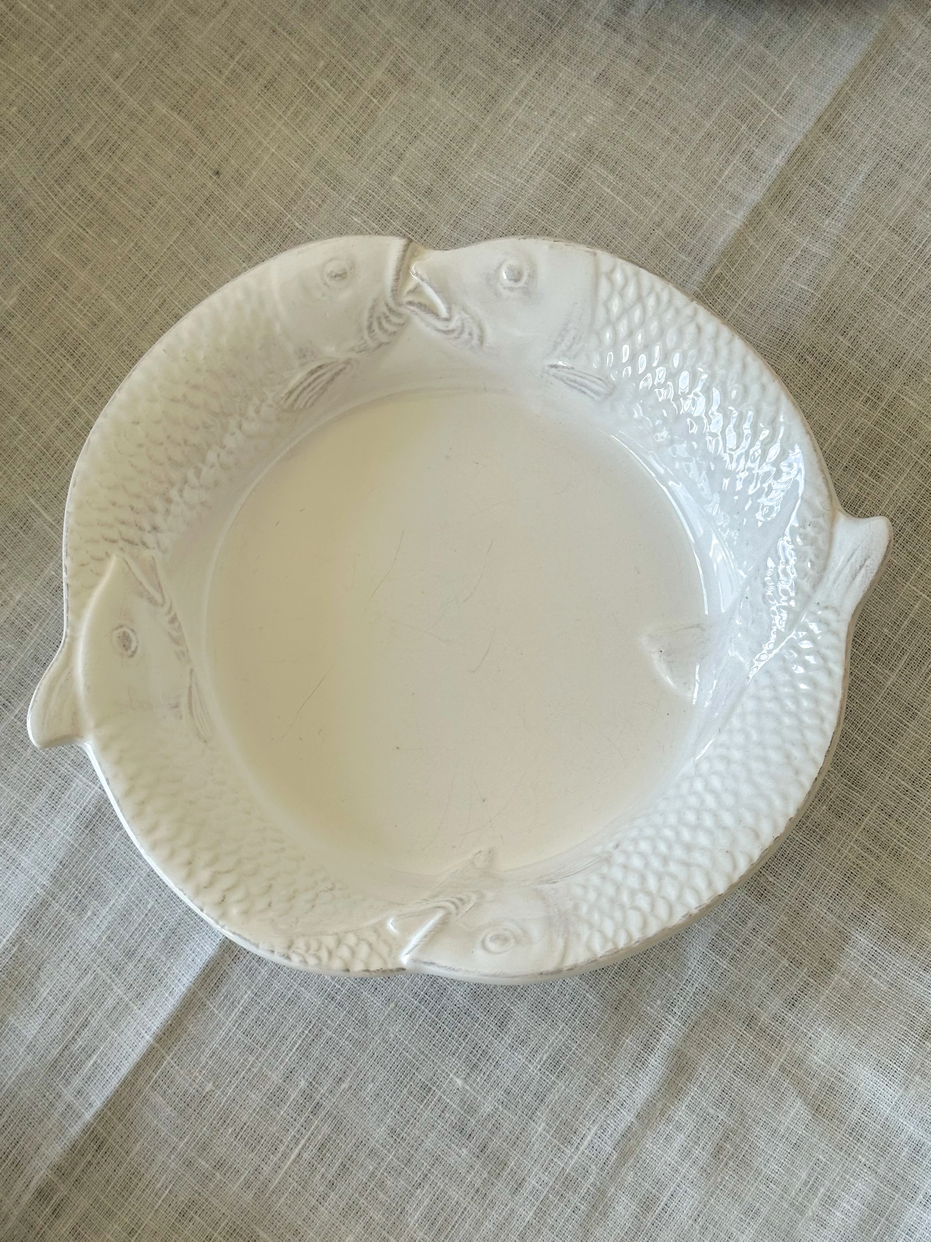 Vintage Vis Serveerschaal wit keramiek – Franse Bistro